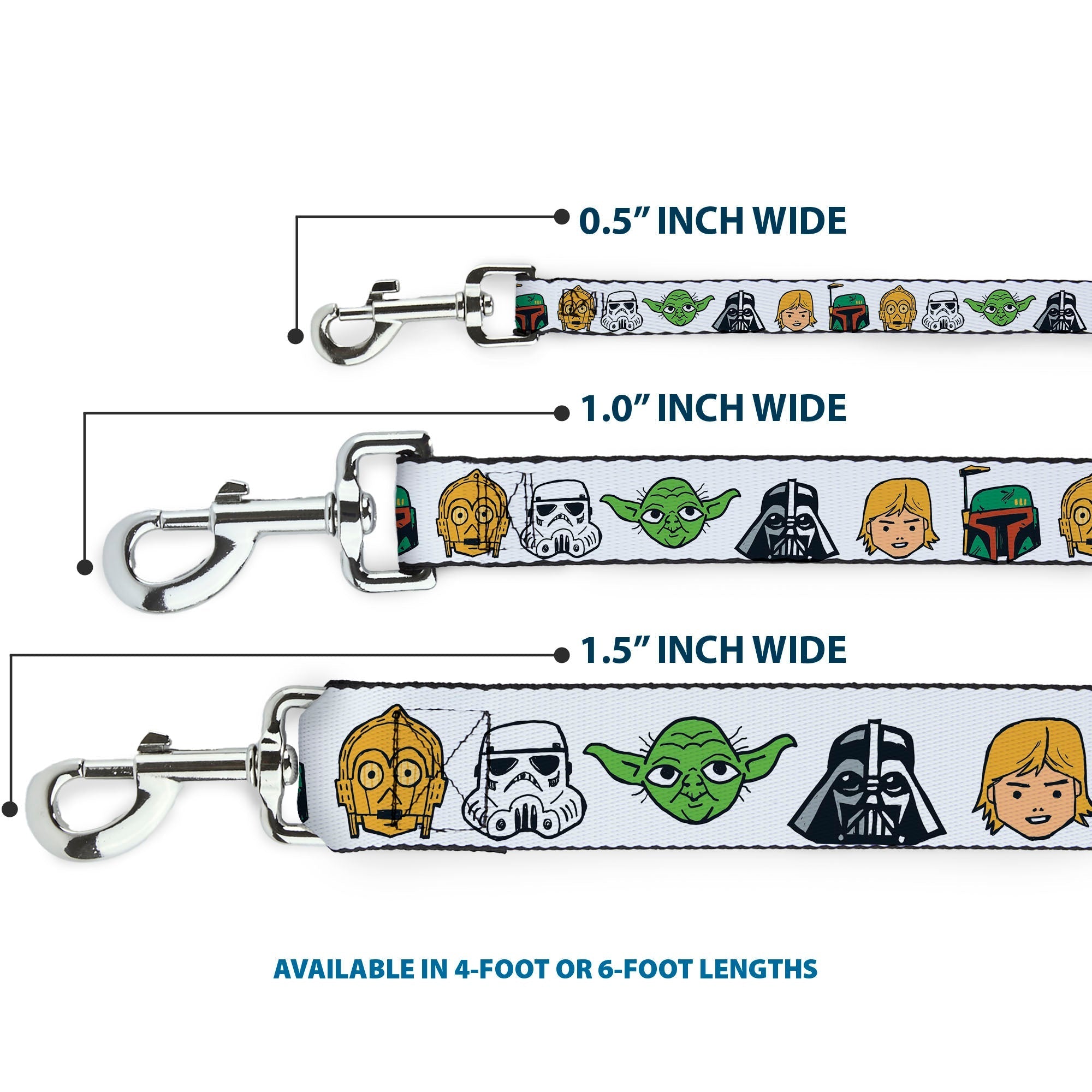 Dog Leash - Star Wars 6-Character Faces White