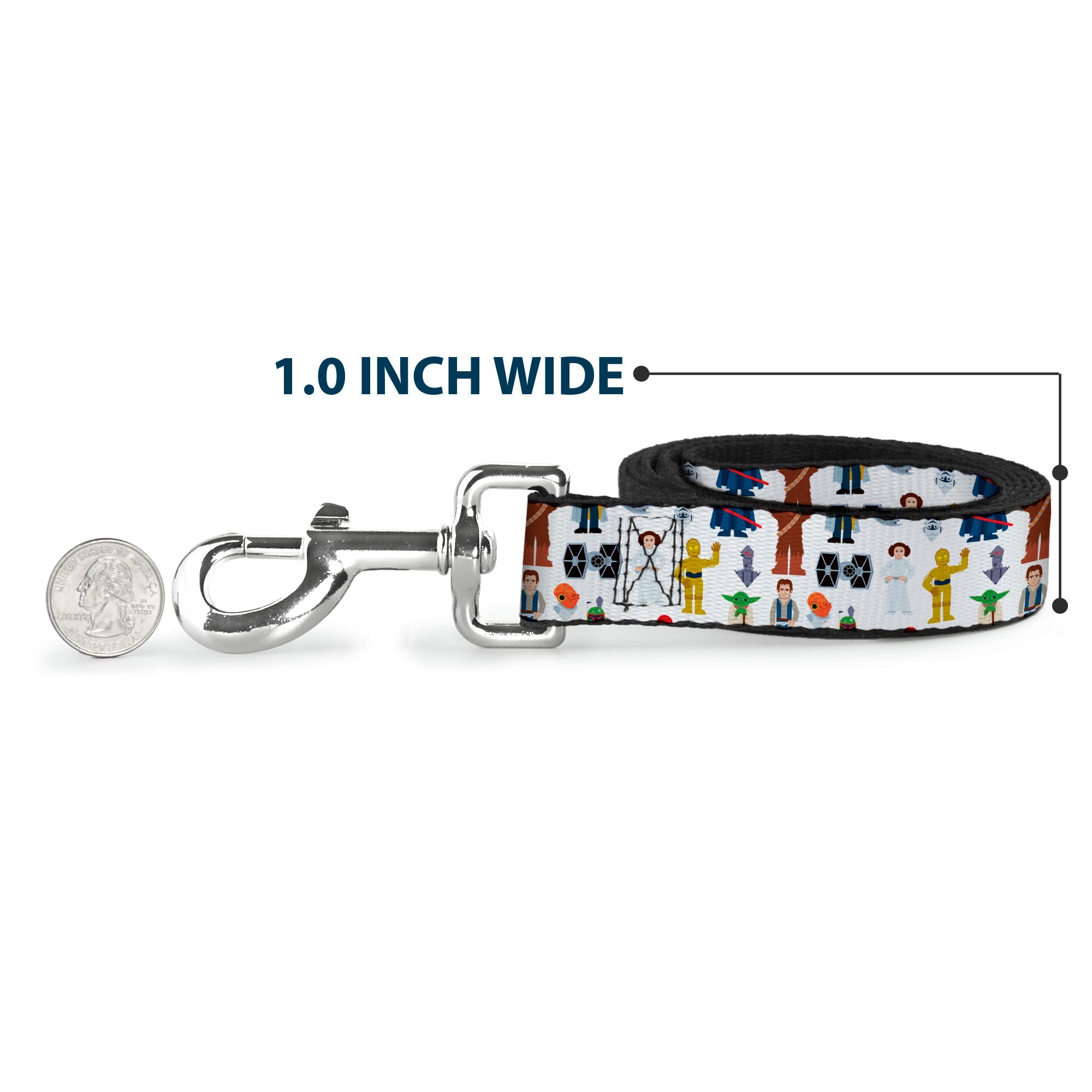 Dog Leash - Star Wars Classic Characters and Icons Collage White - HT Animal Supply