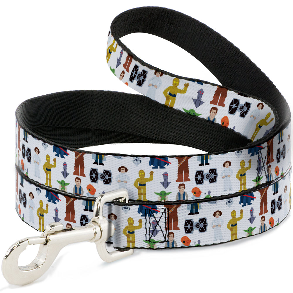 Dog Leash - Star Wars Classic Characters and Icons Collage White - HT Animal Supply