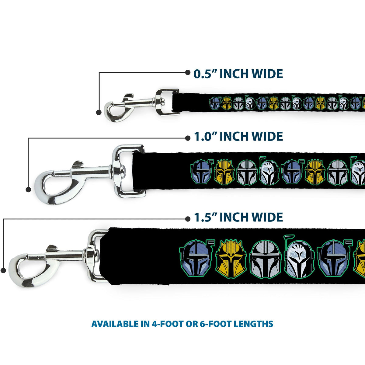 Dog Leash - Star Wars the Mandalorian Helmets Black/Multi Color 
