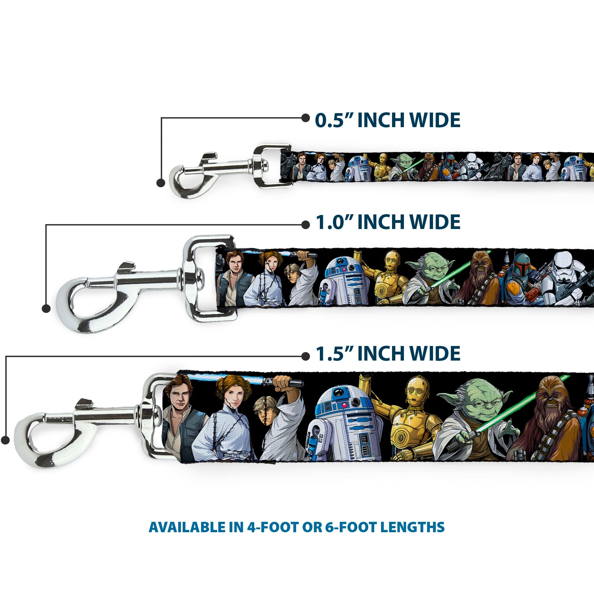 Dog Leash - Star Wars Classic Character Poses Black