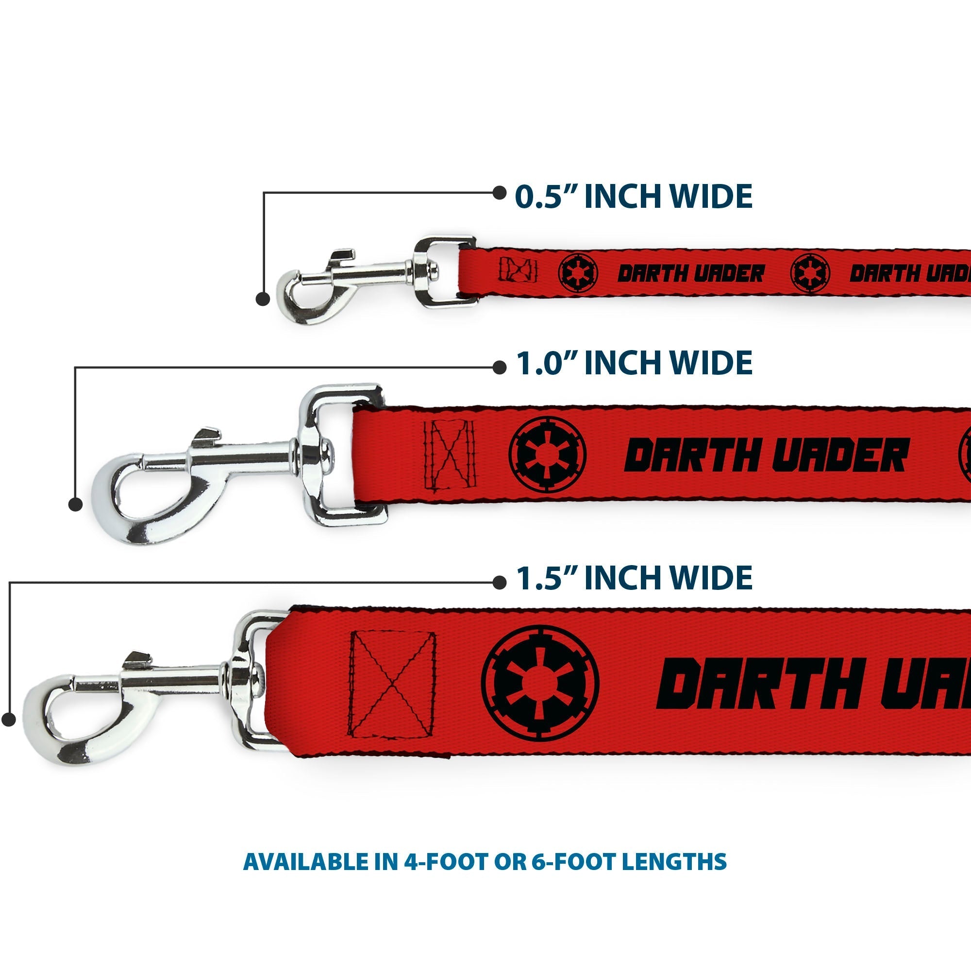 Dog Leash - Star Wars DARTH VADER Text and Galactic Empire Logo Red/Black
