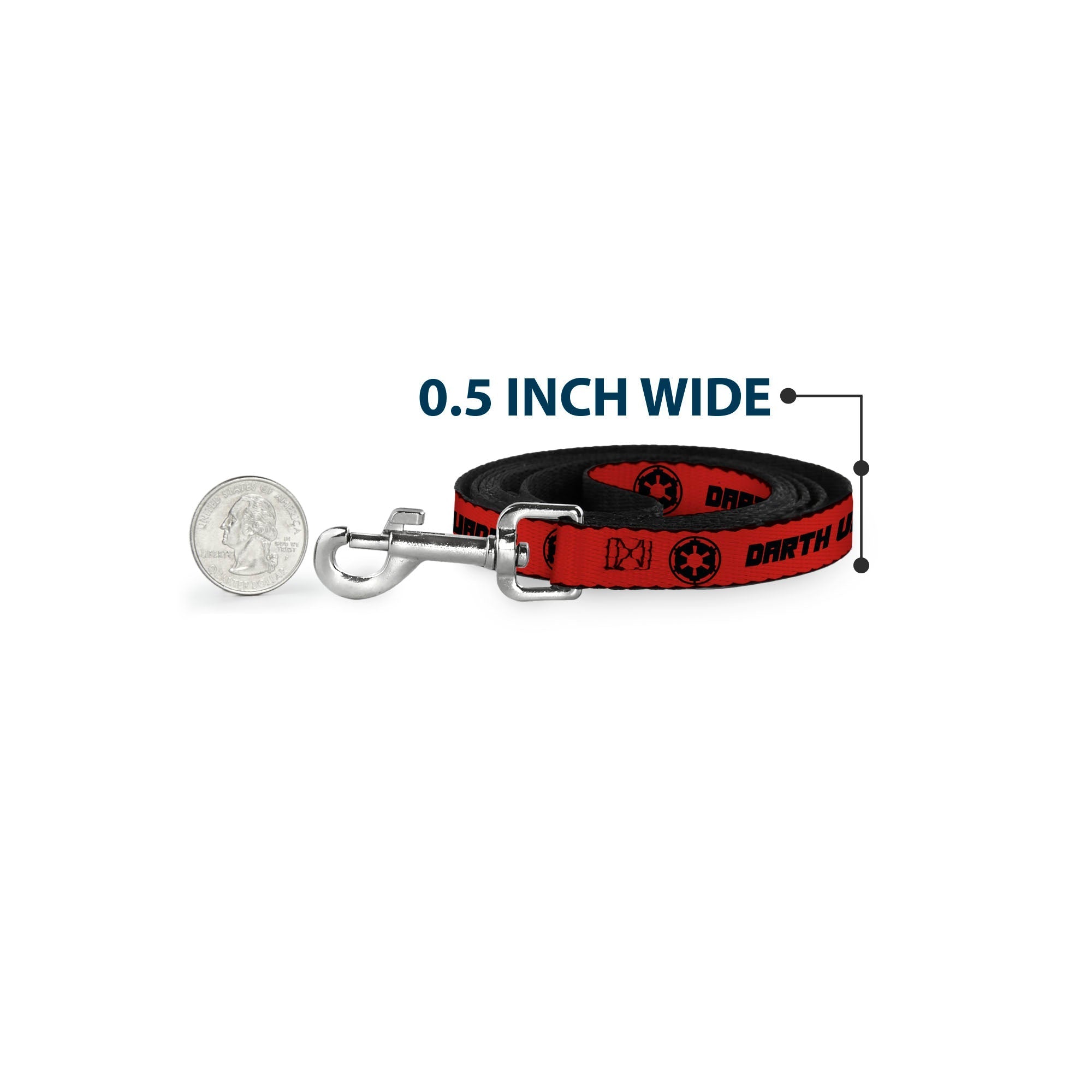 Dog Leash - Star Wars DARTH VADER Text and Galactic Empire Logo Red/Black