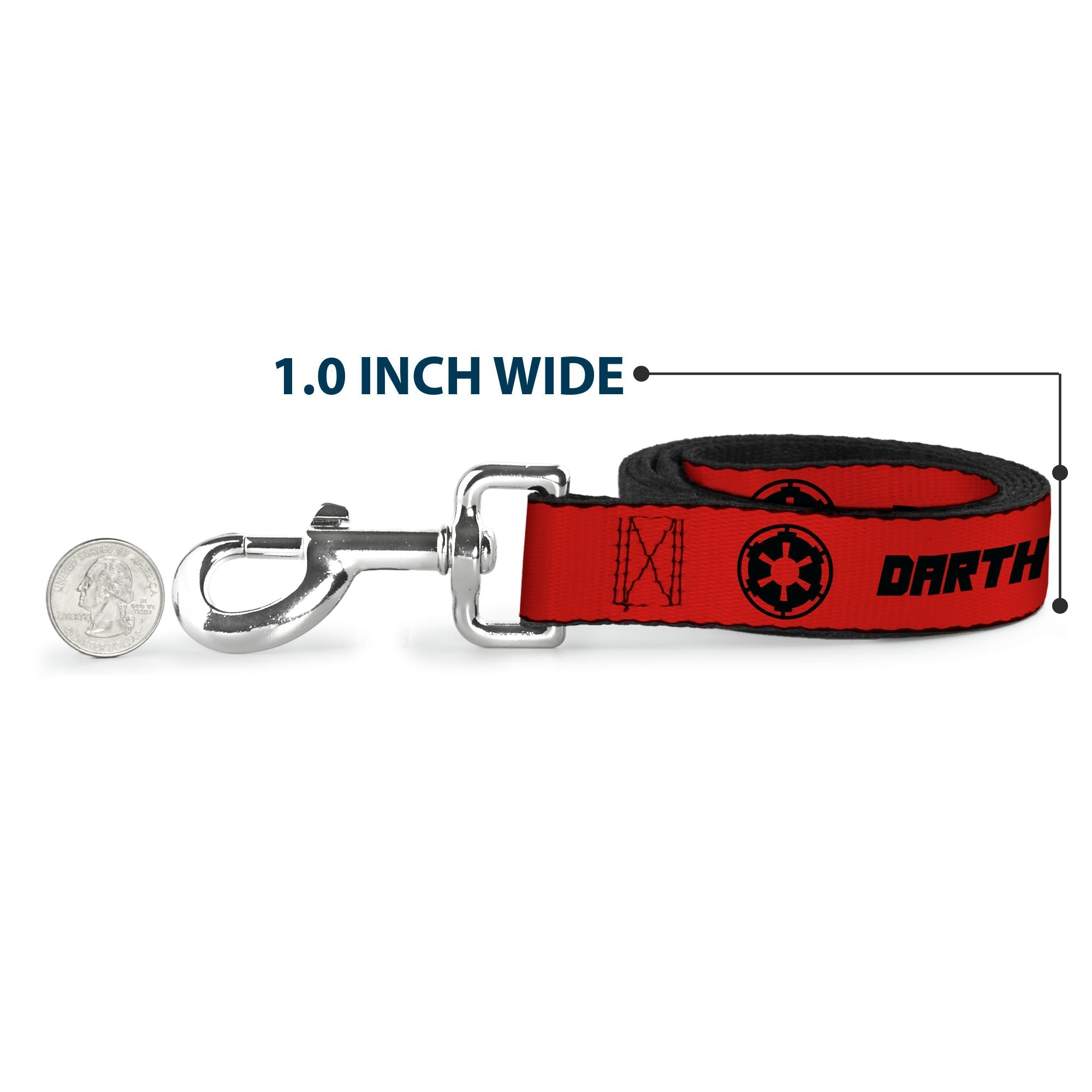 Dog Leash - Star Wars DARTH VADER Text and Galactic Empire Logo Red/Black