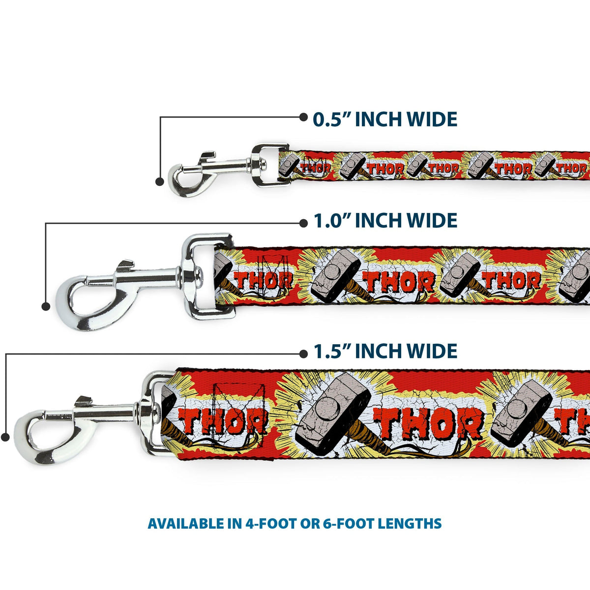 Dog Leash - THOR & Hammer Red/Yellow/White 