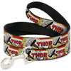 Buckle-Down Marvel Thor & Hammer Red/Yellow/White Dog Leash