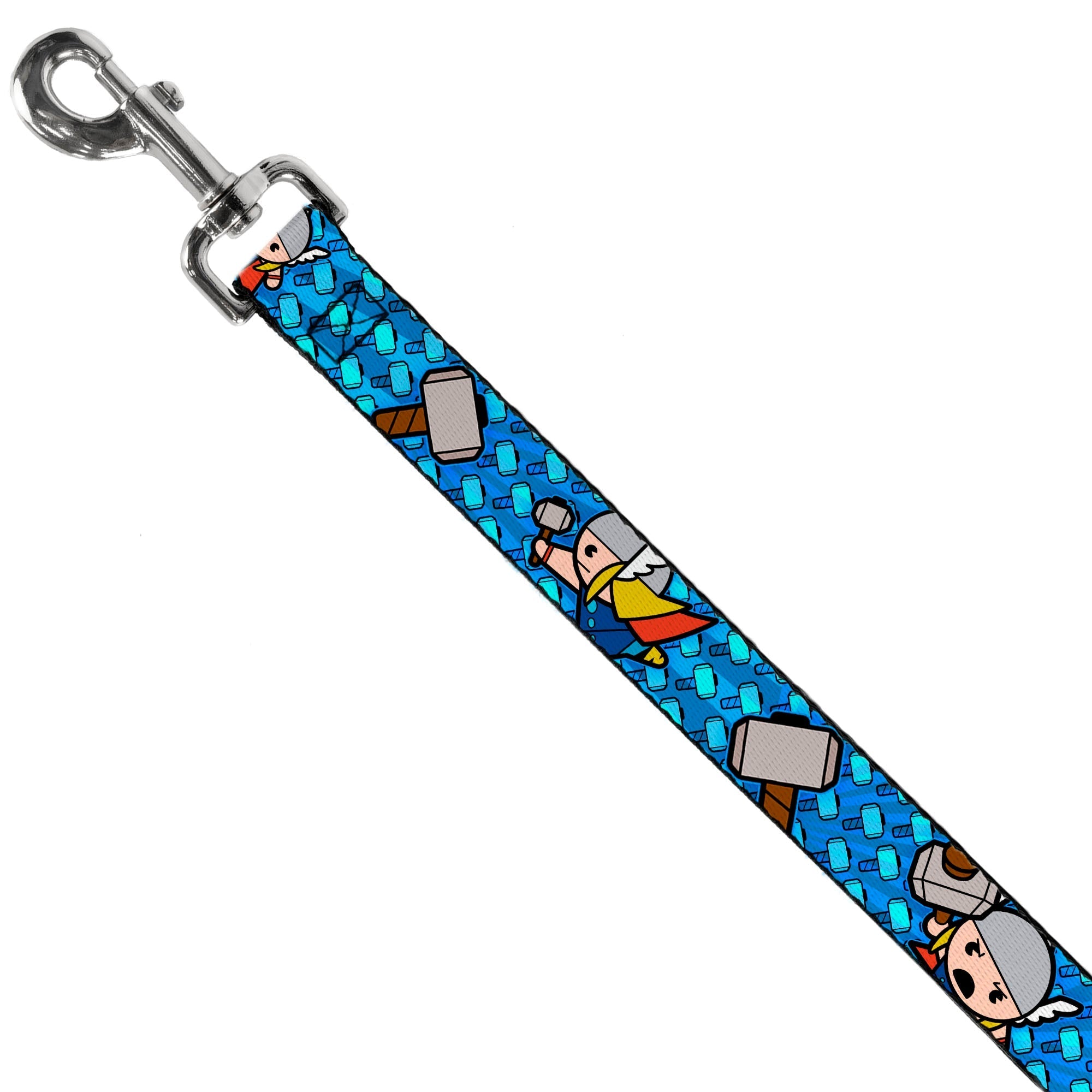 MARVEL UNIVERSE Dog Leash - Kawaii Thor Poses Hammer Monogram Blues 