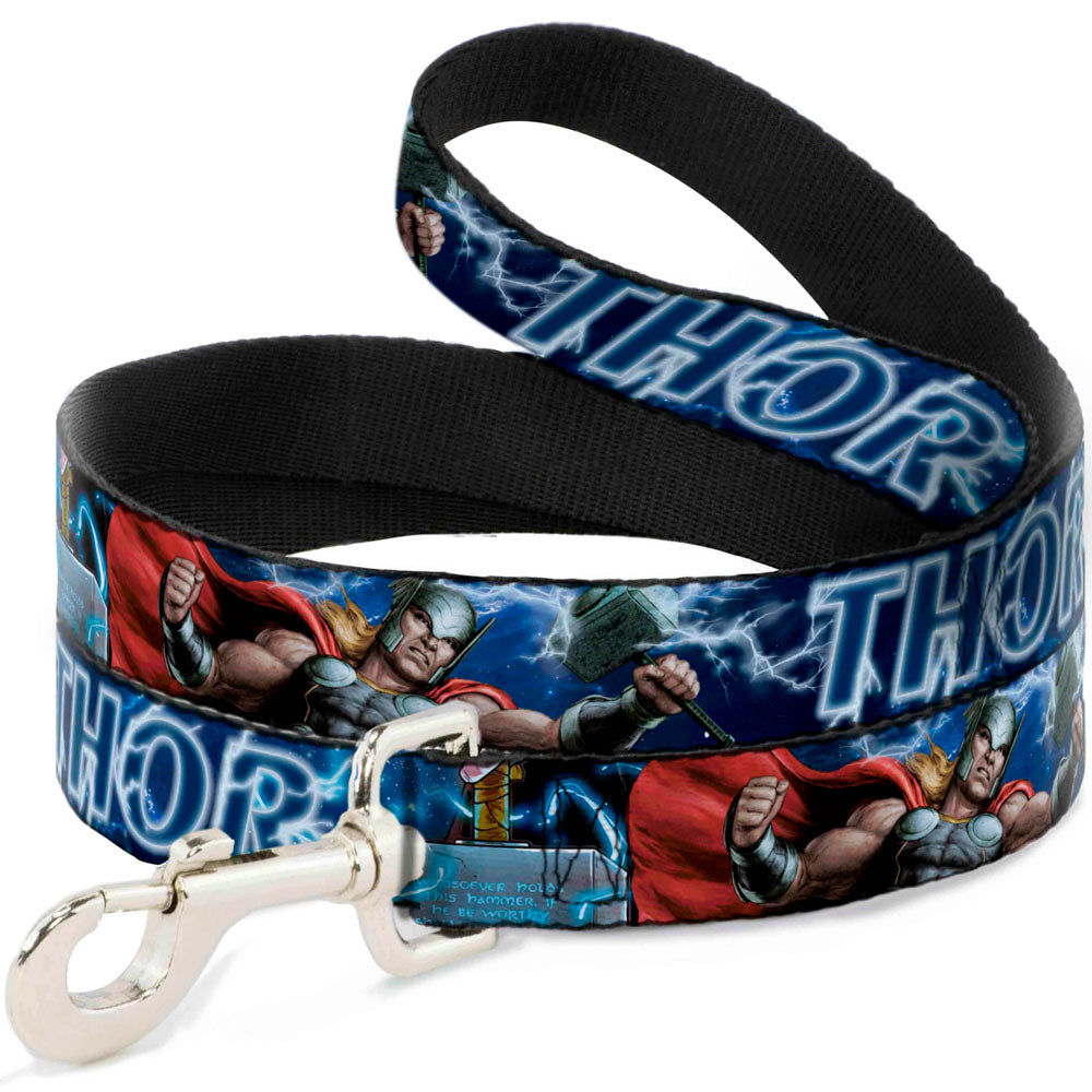 Dog Leash - Avengers THOR Hammer/Action Pose Galaxy Blues/White 