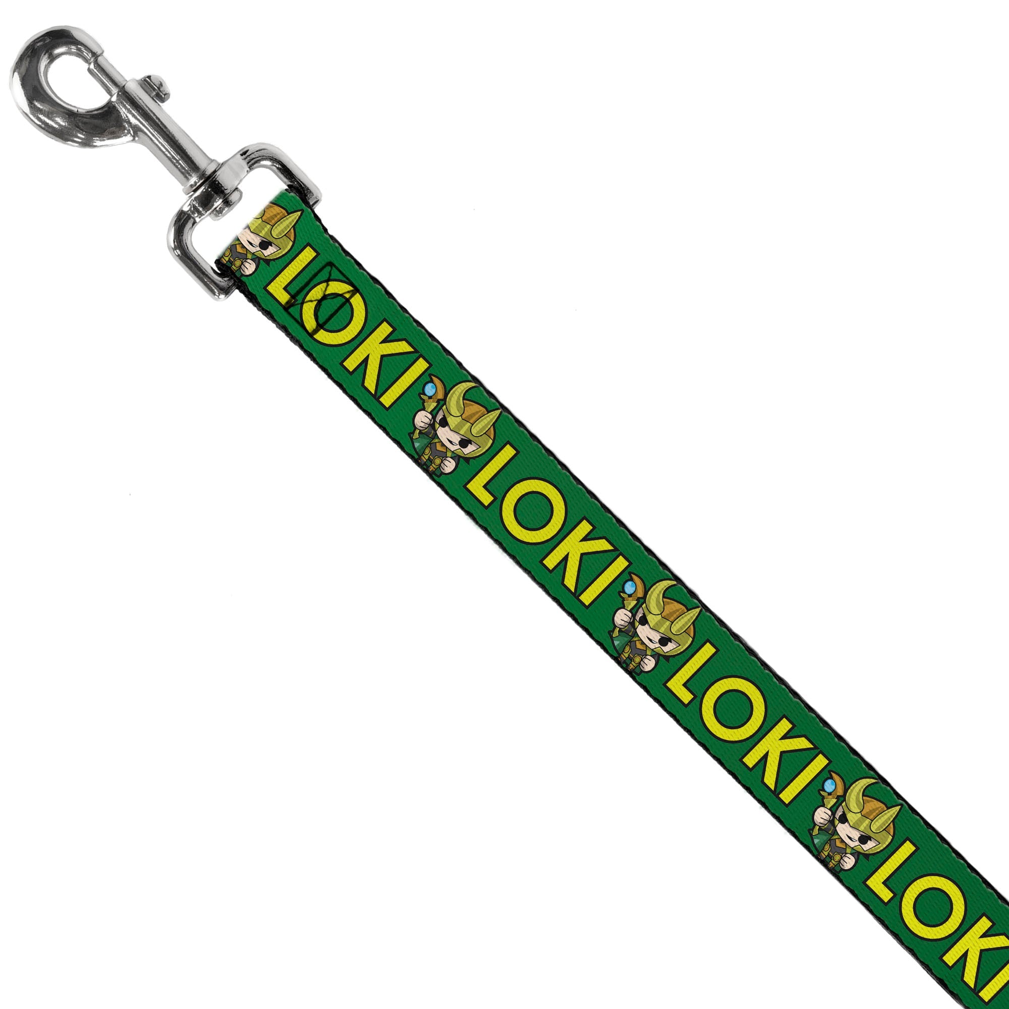 Dog Leash - Kawaii LOKI Standing Pose/Text Green/Yellow - HT Animal Supply