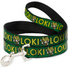 Buckle-Down Marvel Kawaii Loki & Text Green/Yellow Dog Leash