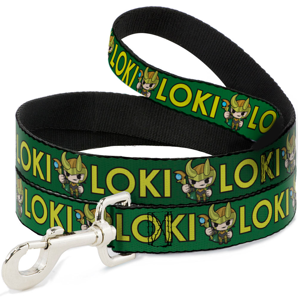 Dog Leash - Kawaii LOKI Standing Pose/Text Green/Yellow - HT Animal Supply