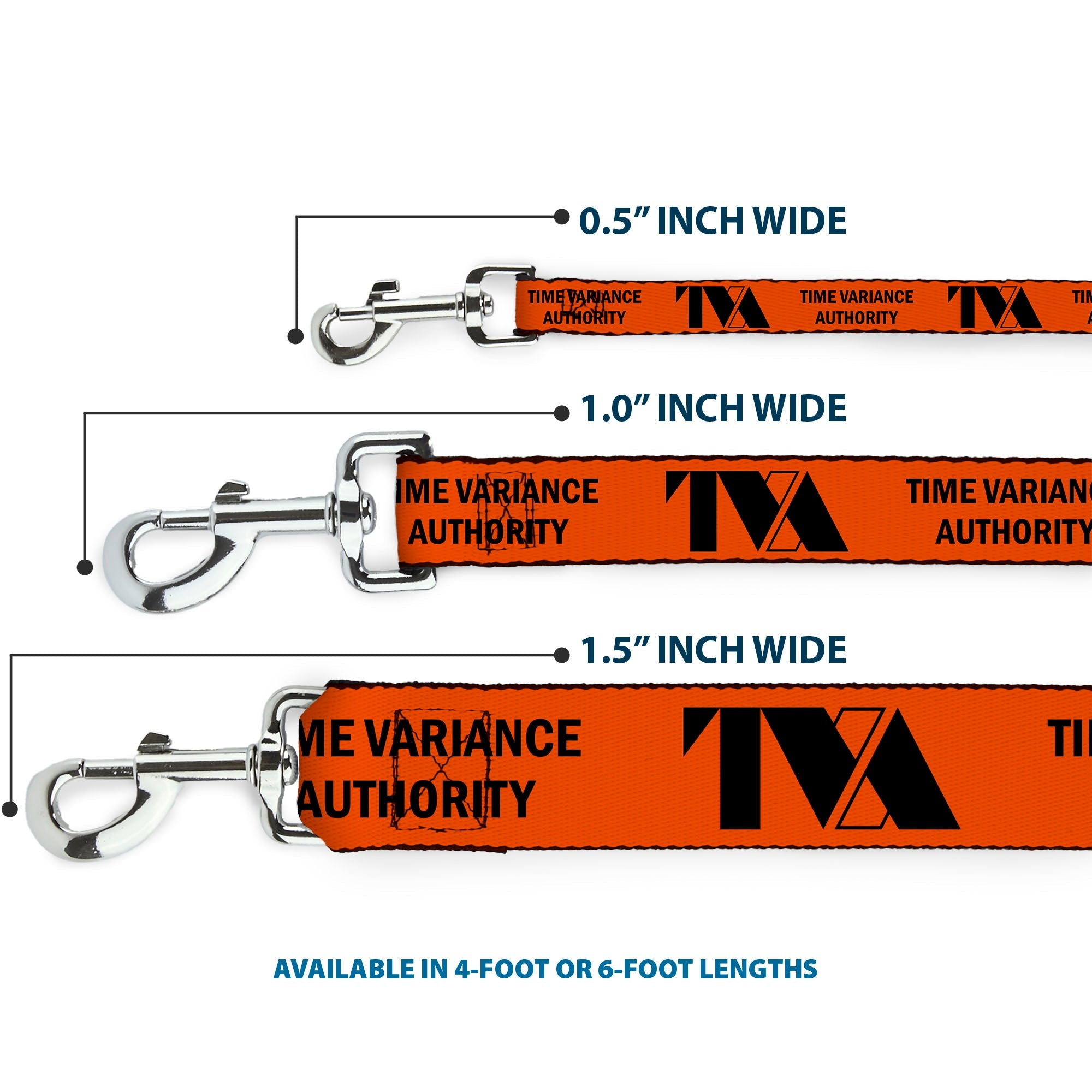 Dog Leash - Loki Series TVA TIME VARIANCE AUTHORITY Text Orange/Black - HT Animal Supply