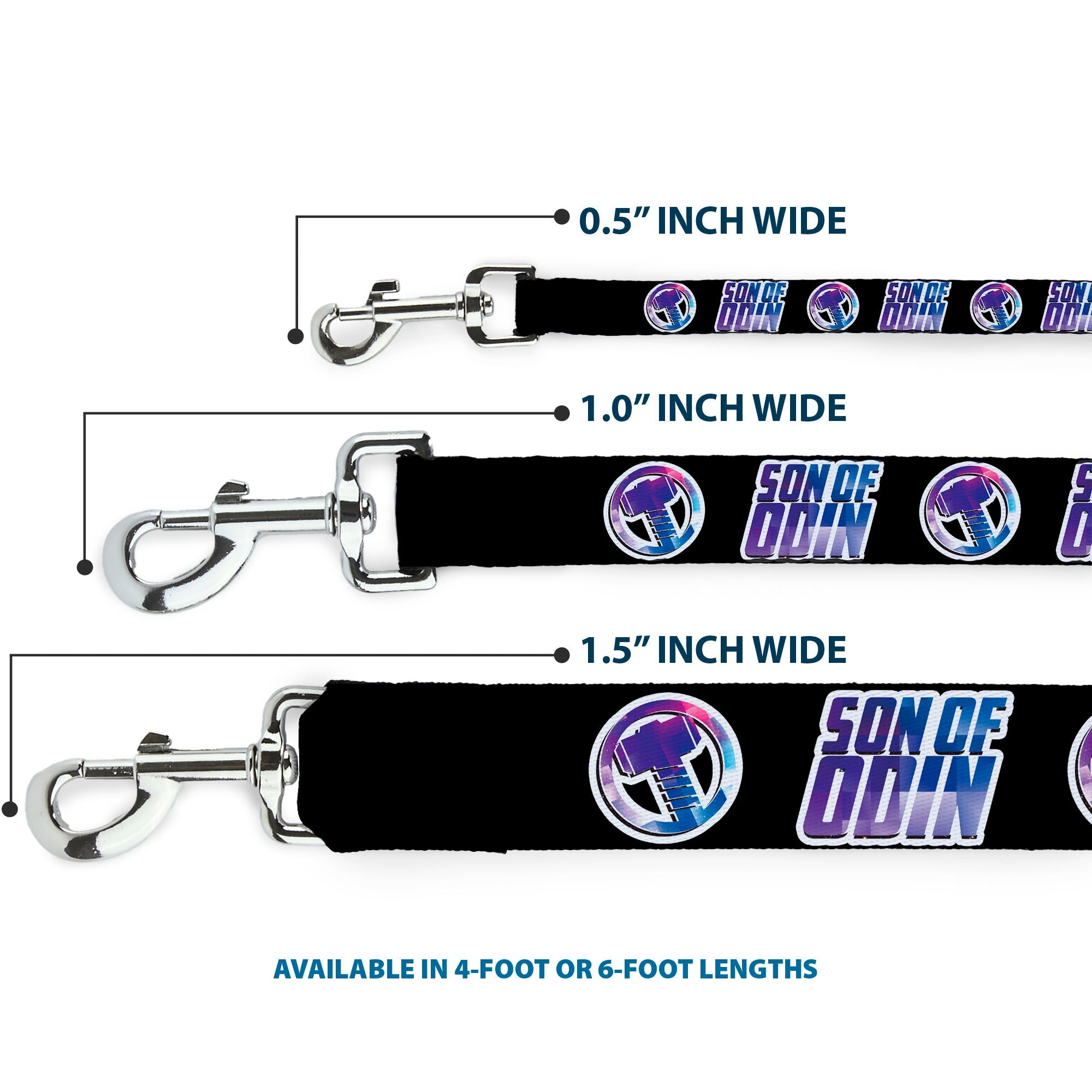 Dog Leash - Thor SON OF ODIN/Hamner Icon Black/White/Blues - HT Animal Supply