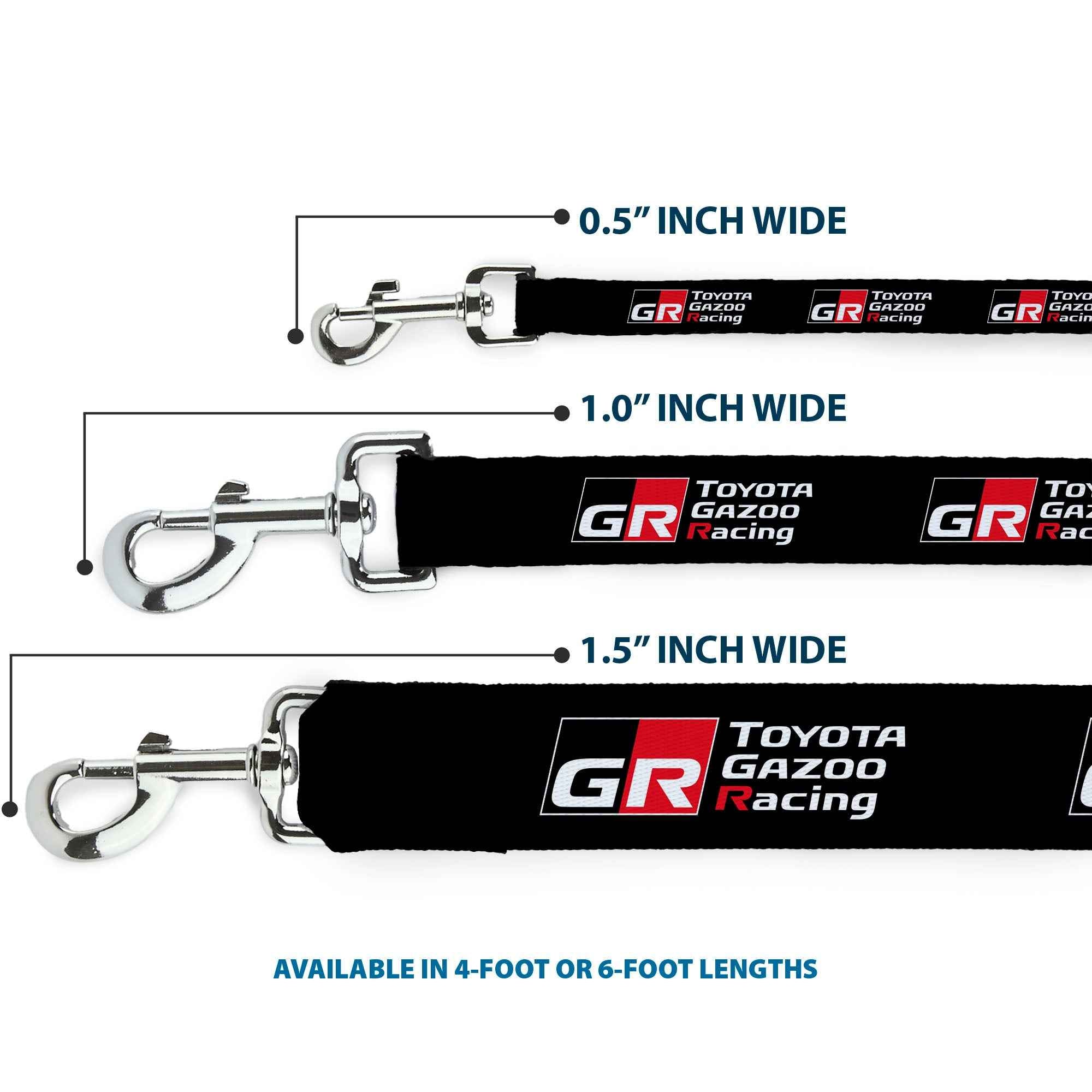 Buckle-Down Toyota Gazoo Racing GR North America Logo and Text Black/White/Red Dog Leash
