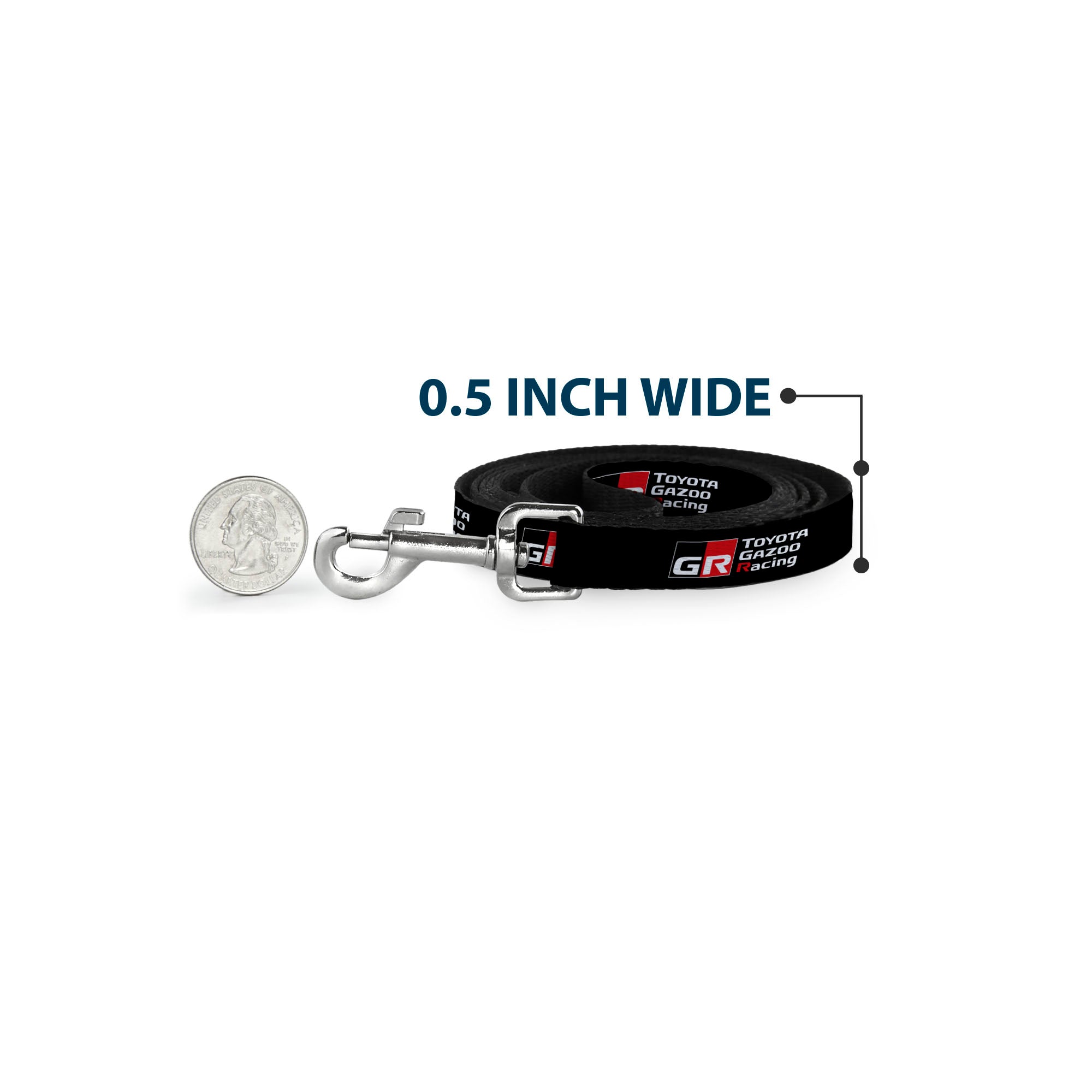 Buckle-Down Toyota Gazoo Racing GR North America Logo and Text Black/White/Red Dog Leash