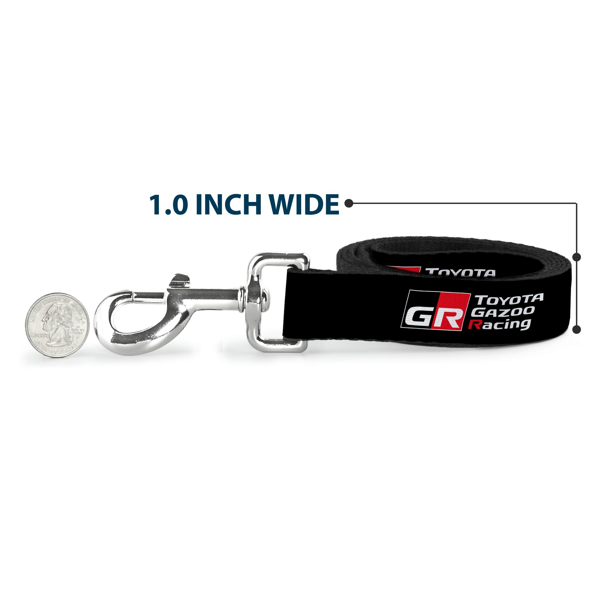 Buckle-Down Toyota Gazoo Racing GR North America Logo and Text Black/White/Red Dog Leash