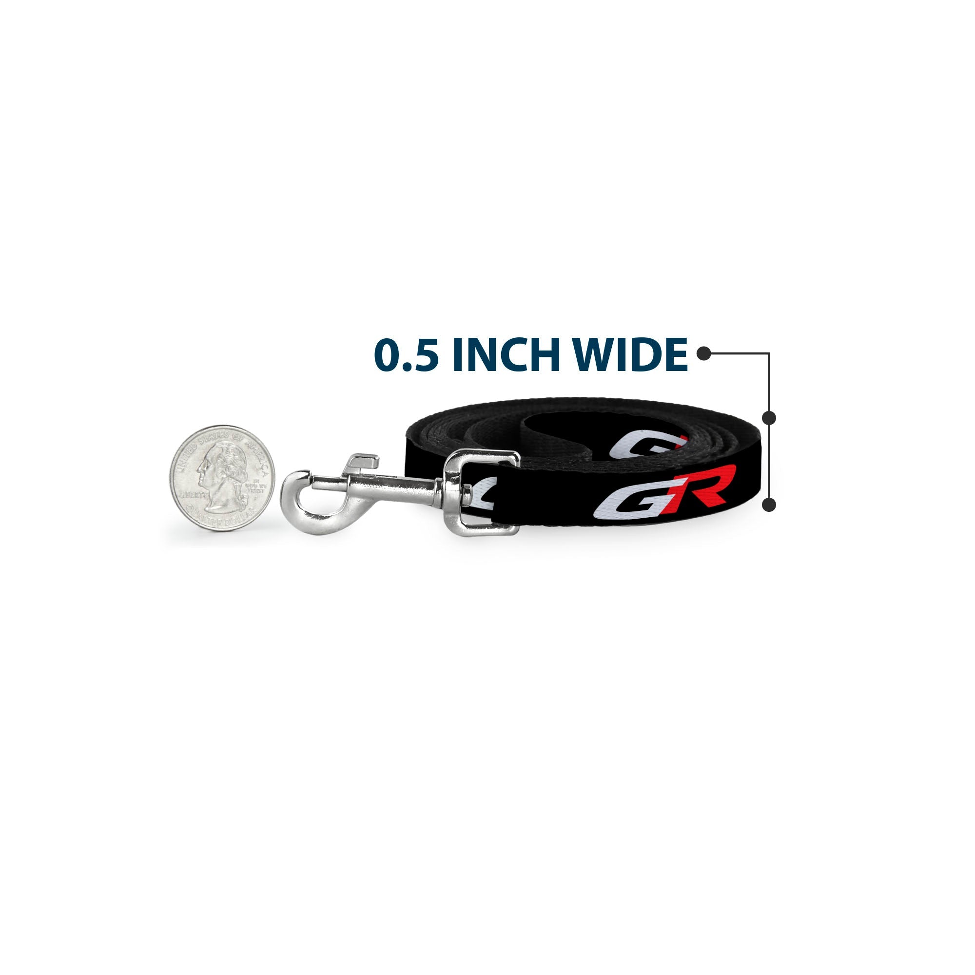 Buckle-Down Toyota Gazoo Racing GR Logo and Text Black/White/Red Dog Leash