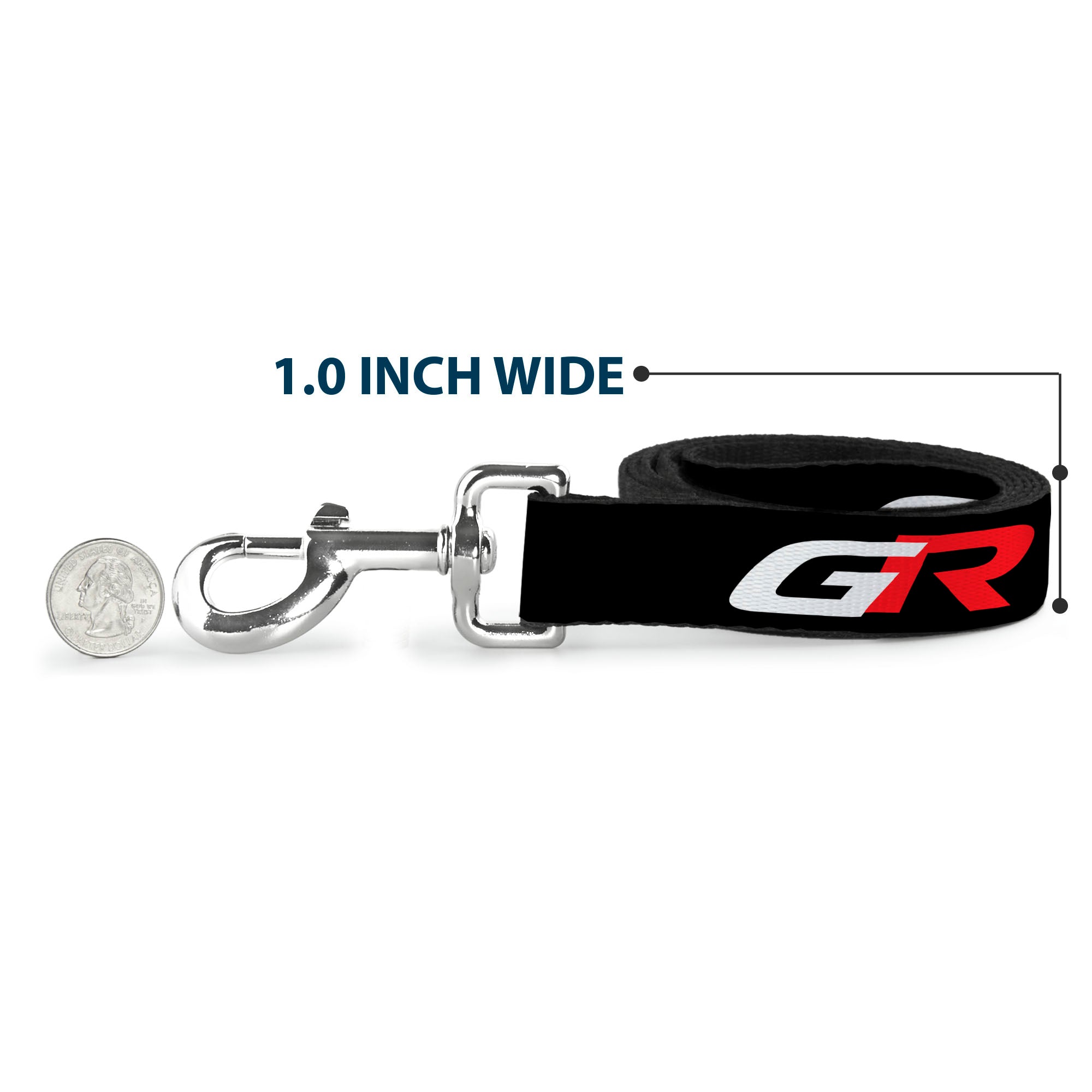 Buckle-Down Toyota Gazoo Racing GR Logo and Text Black/White/Red Dog Leash