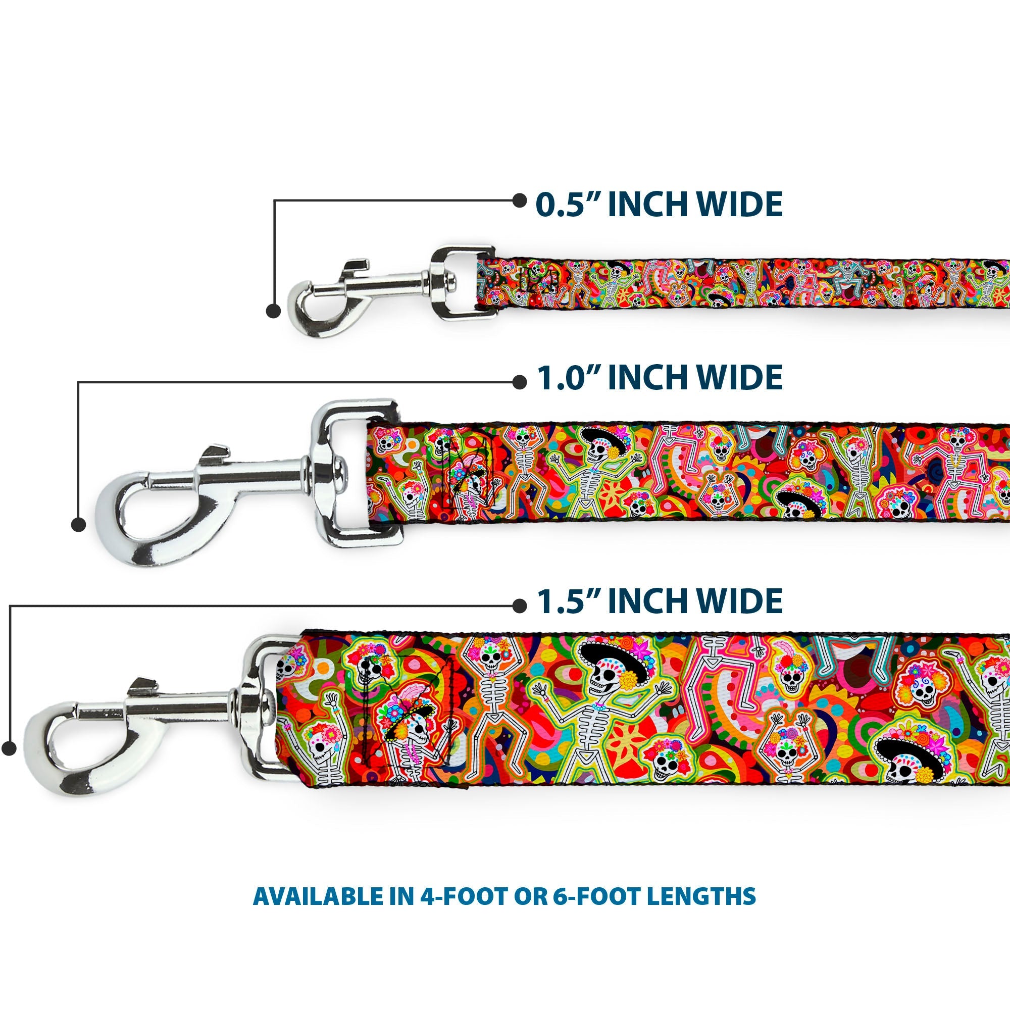 Dog Leash - Dancing Catrinas Collage Multi Color - HT Animal Supply