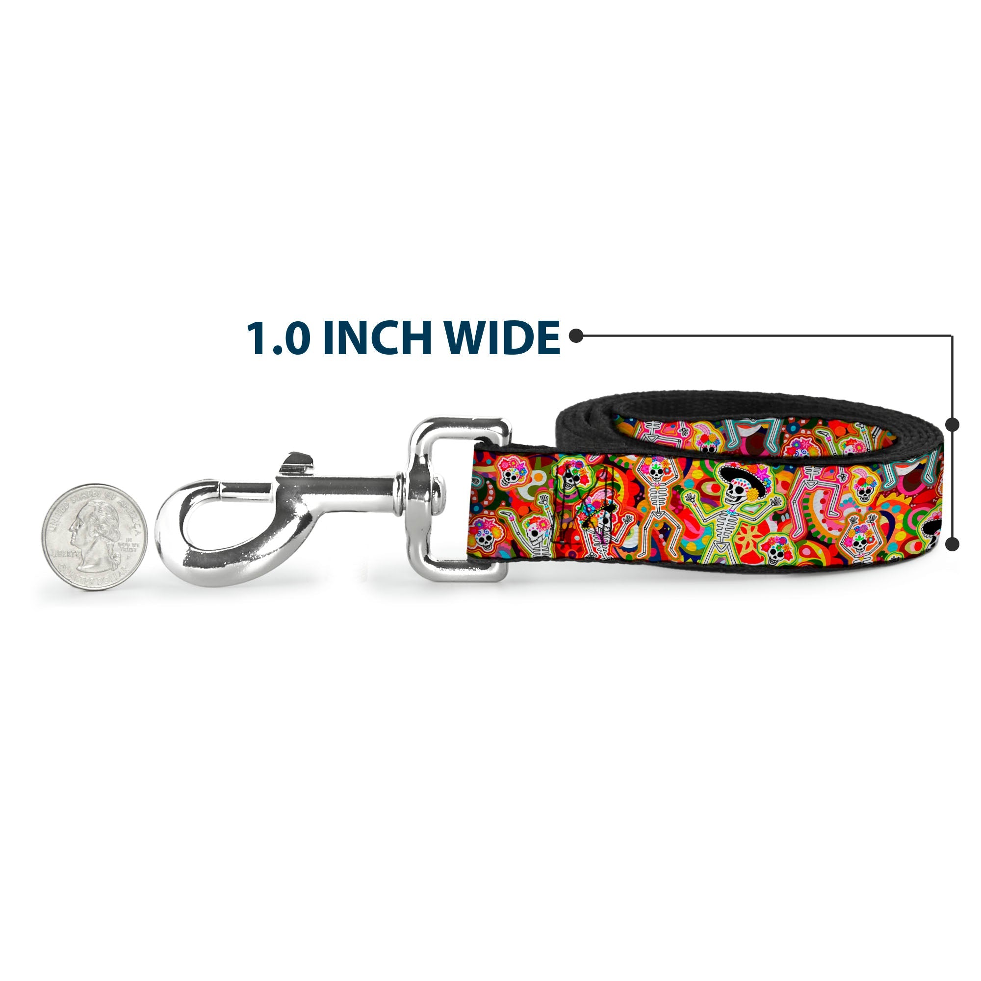 Dog Leash - Dancing Catrinas Collage Multi Color