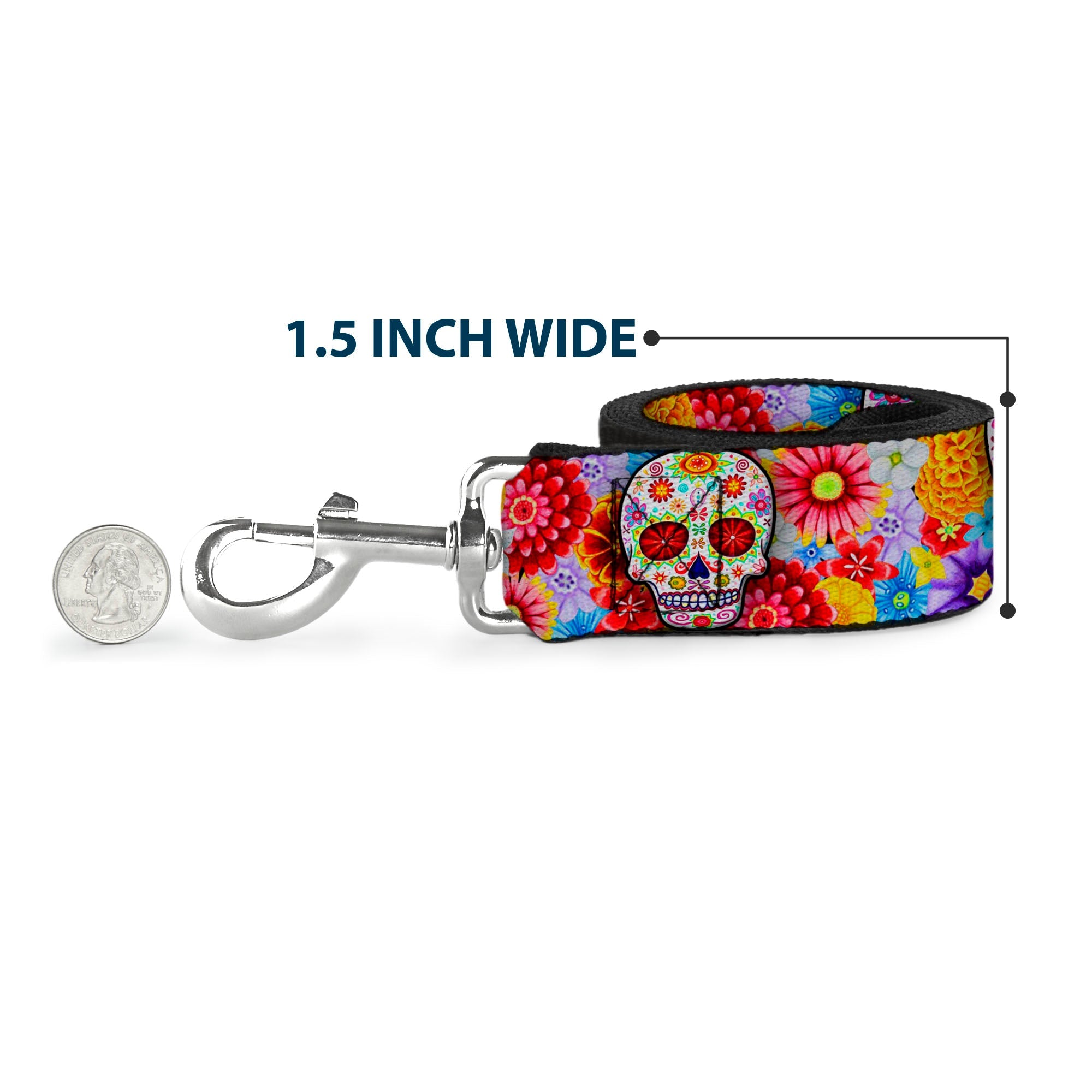 Dog Leash - Sugar Skull Starburst White/Multi Color - HT Animal Supply