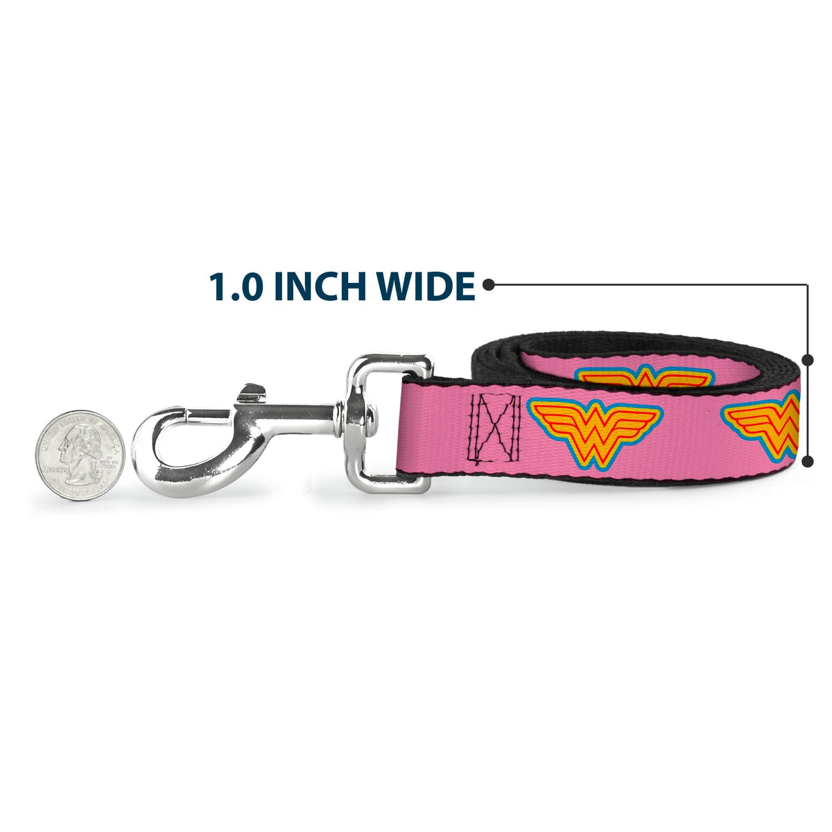 Dog Leash - Wonder Woman Logo Pink/Blue/Yellow/Pink 
