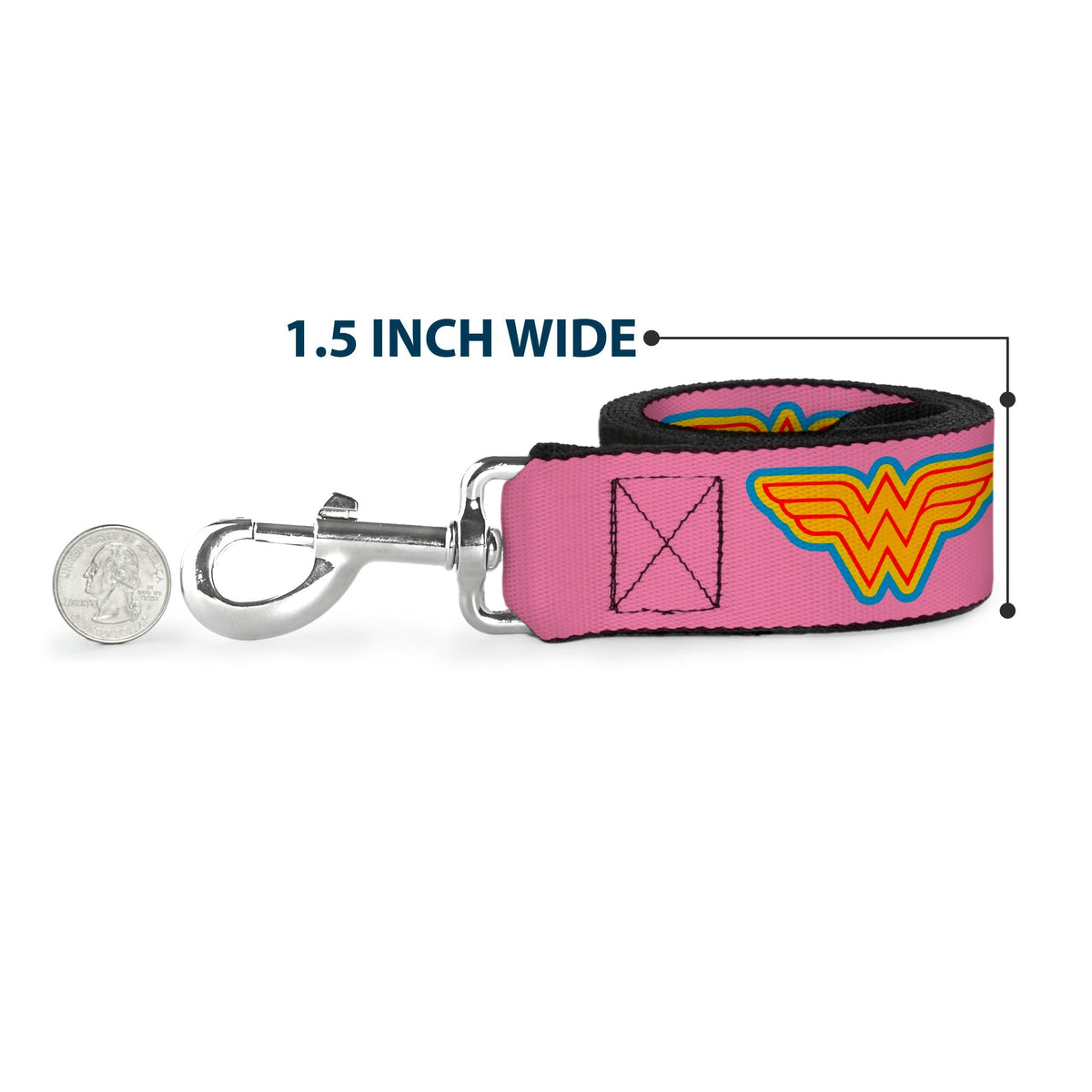 Dog Leash - Wonder Woman Logo Pink/Blue/Yellow/Pink 