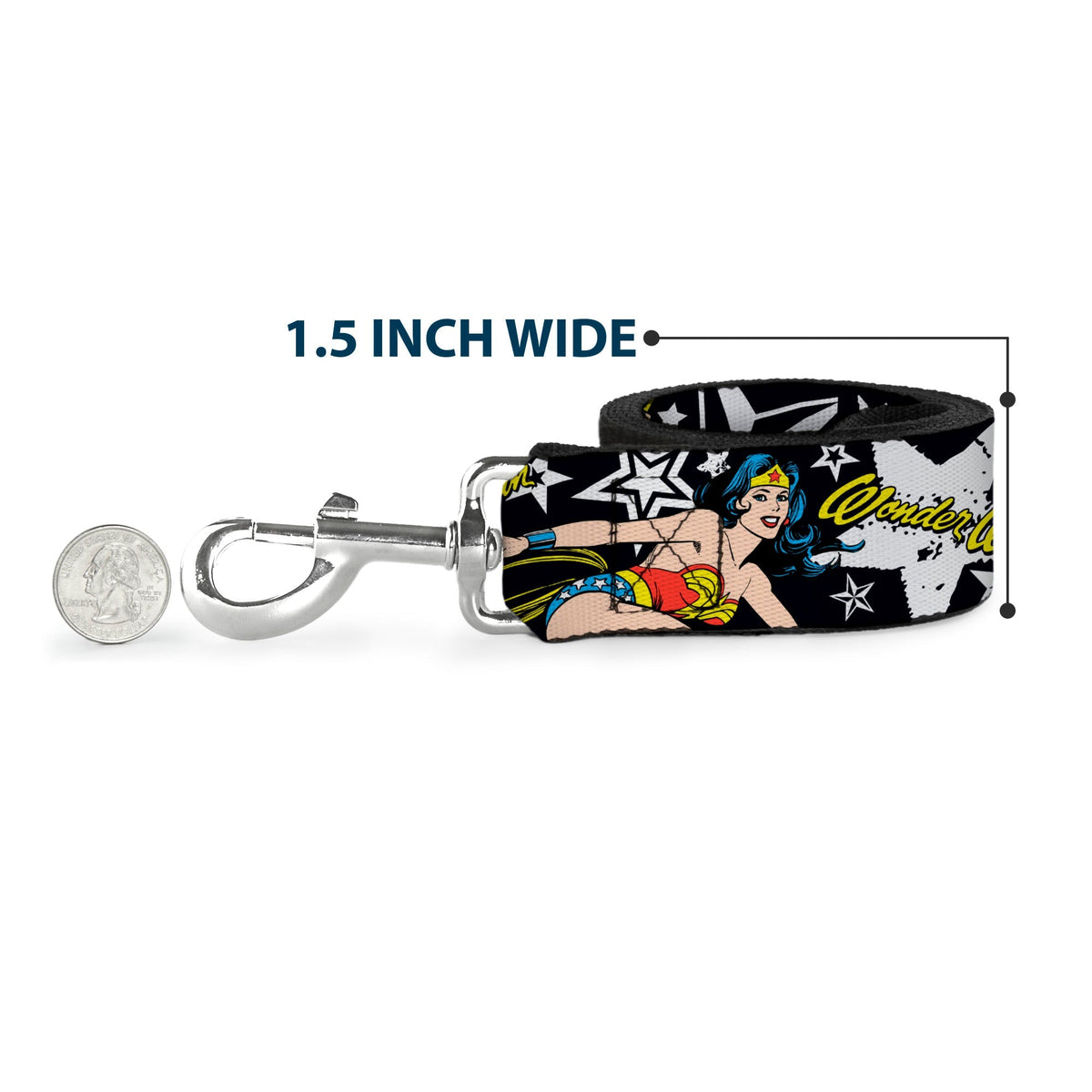 Dog Leash - Wonder Woman/StarsÃÂ Black/White 