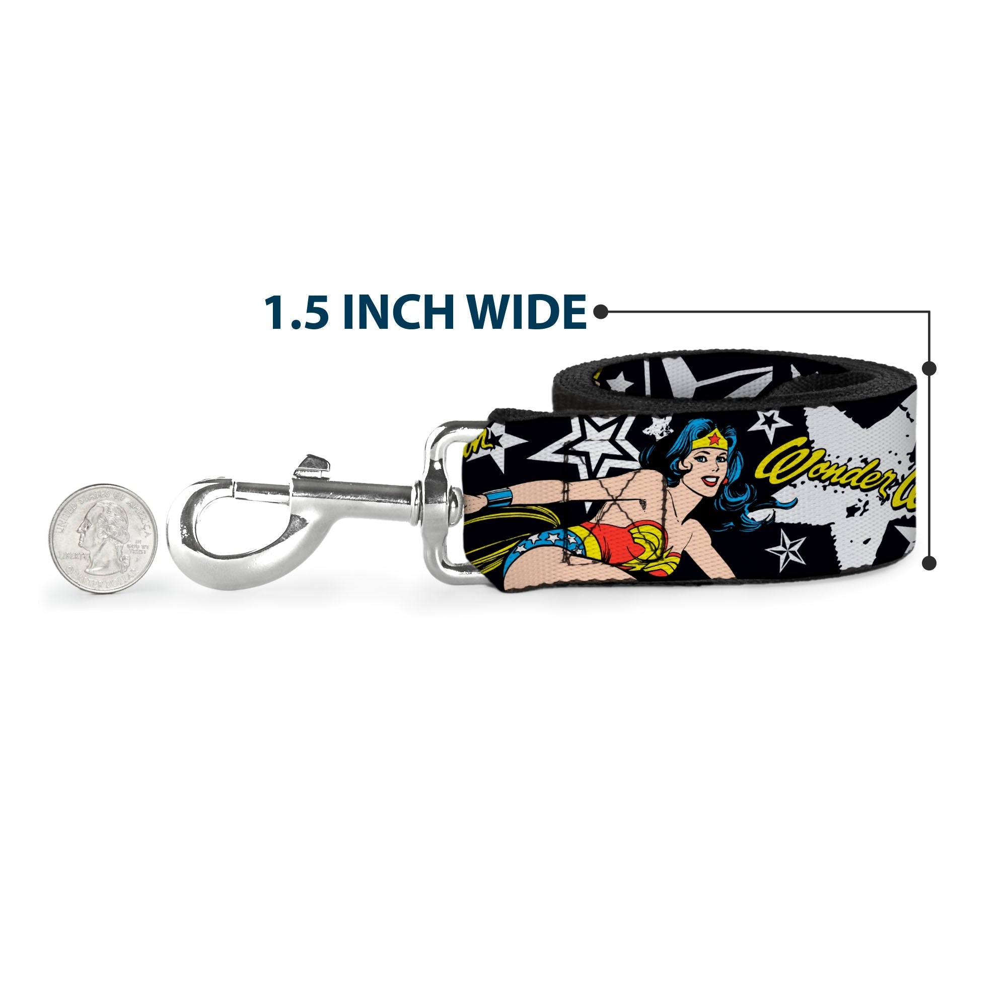 Dog Leash - Wonder Woman/StarsÃÂ Black/White 