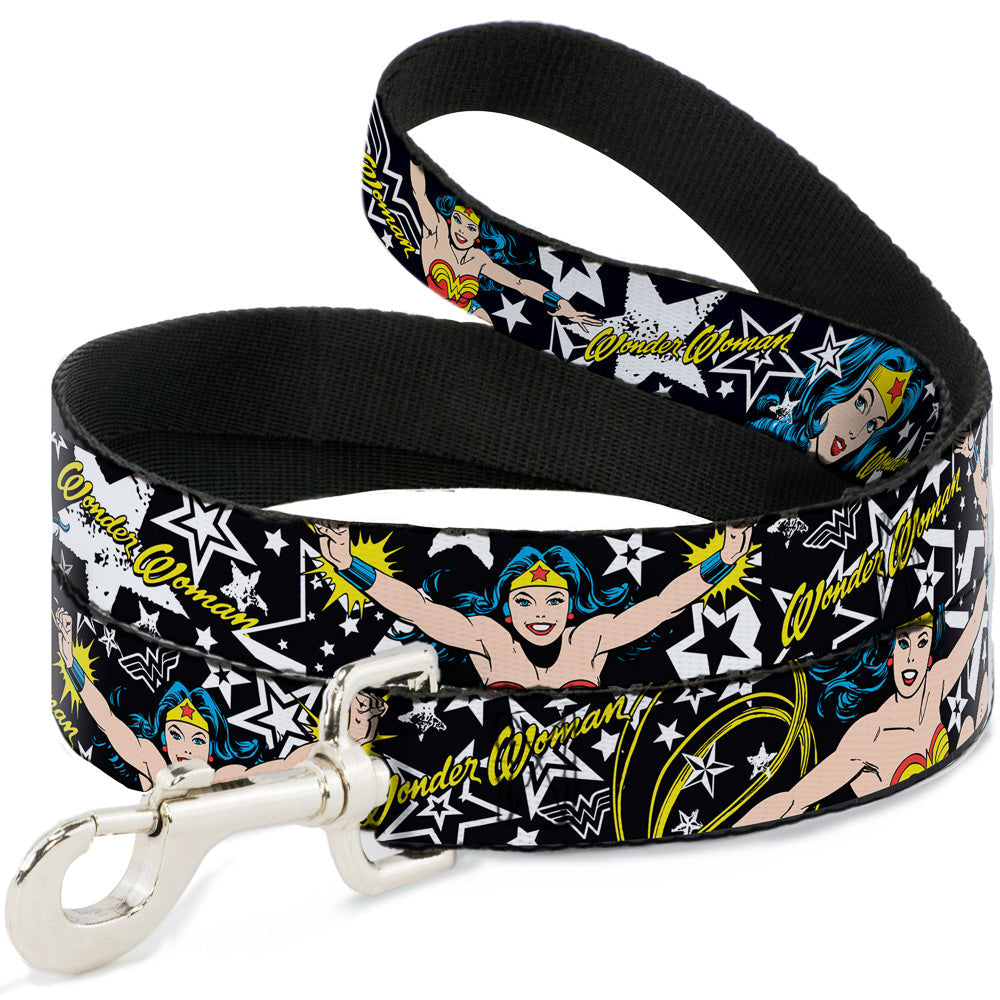 Dog Leash - Wonder Woman/StarsÃÂ Black/White 