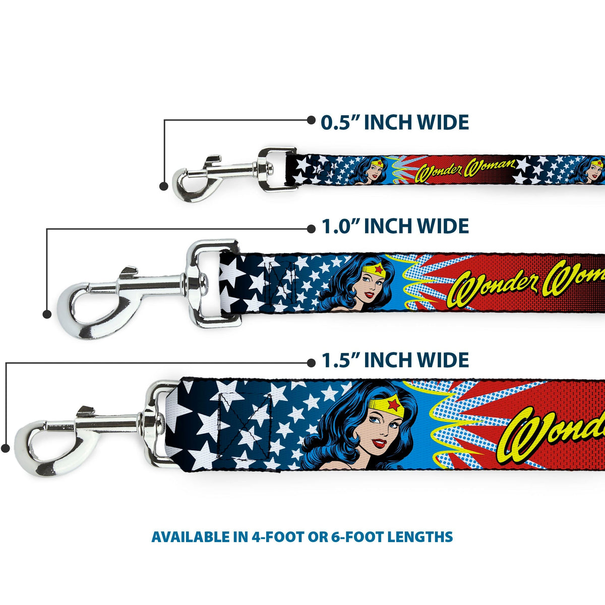Dog Leash - Wonder Woman Face w/Stars 