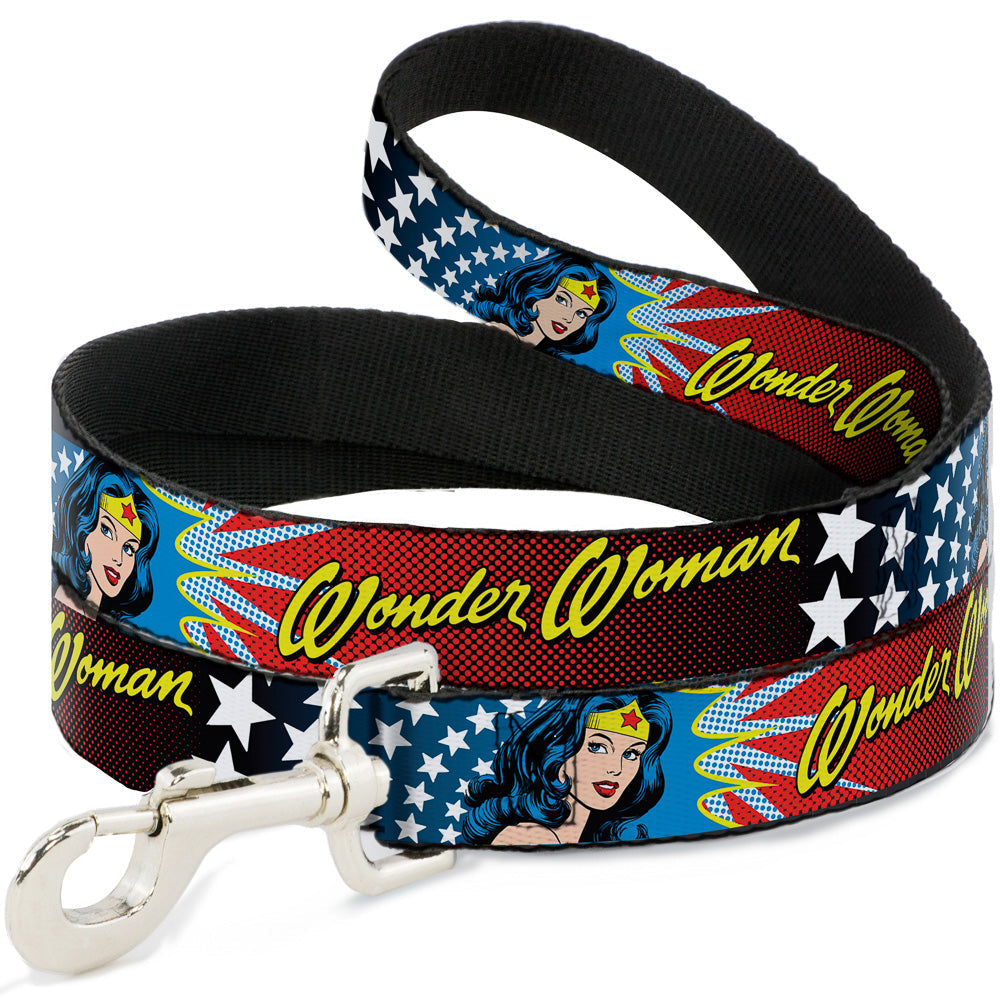 Dog Leash - Wonder Woman Face w/Stars 