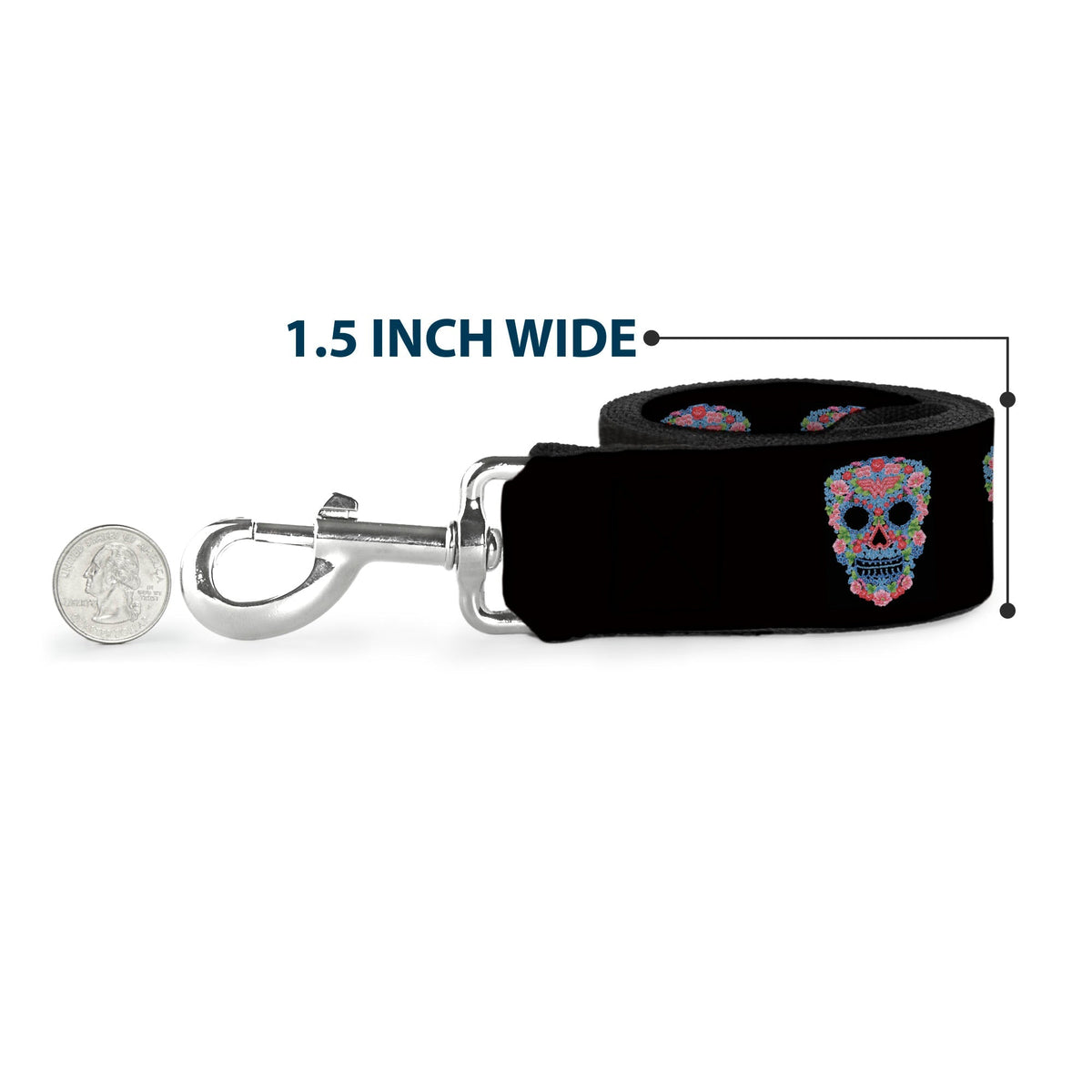 Dog Leash - Wonder Woman Floral Skull Black/Multi Pastel 