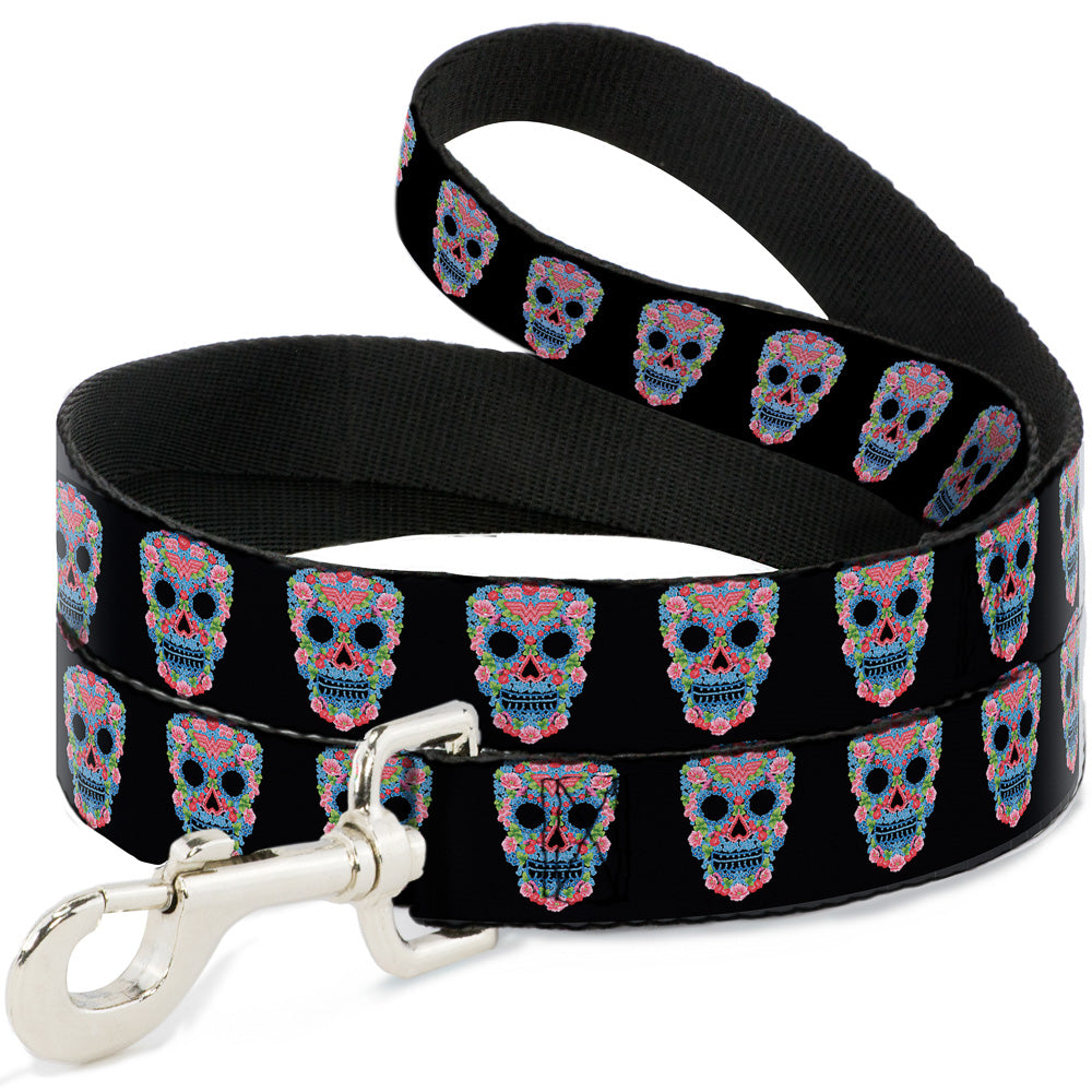 Dog Leash - Wonder Woman Floral Skull Black/Multi Pastel 