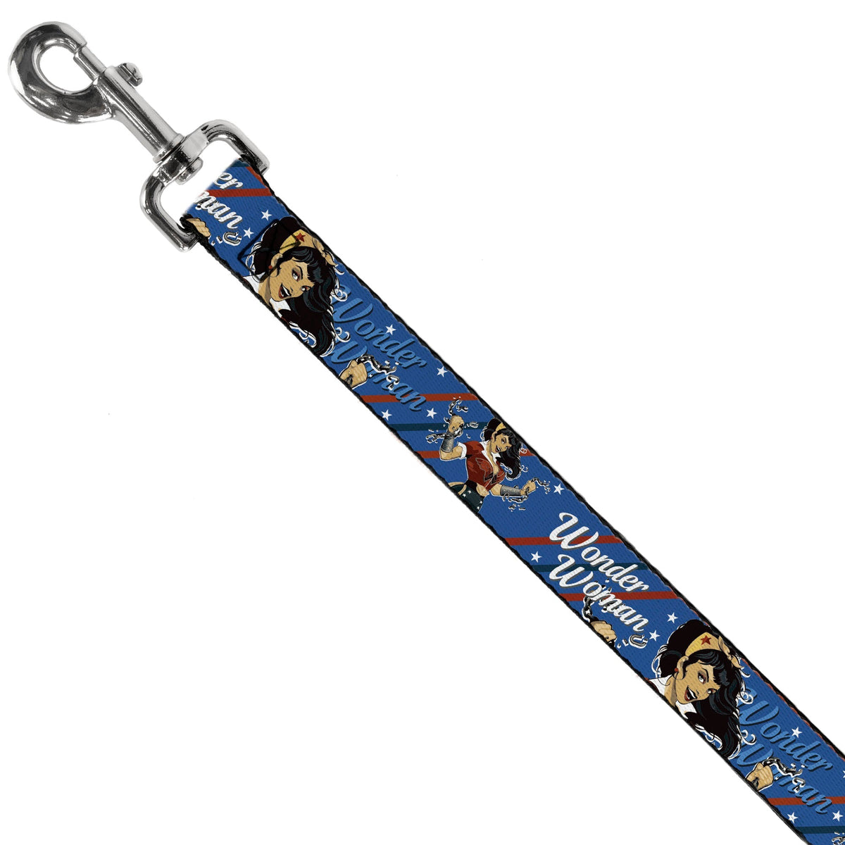 Dog Leash - WONDER WOMAN/Bombshell Pose Blue/Red/White 
