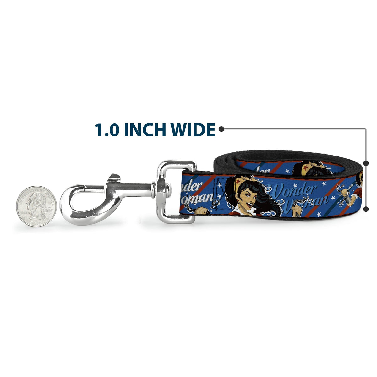 Dog Leash - WONDER WOMAN/Bombshell Pose Blue/Red/White 