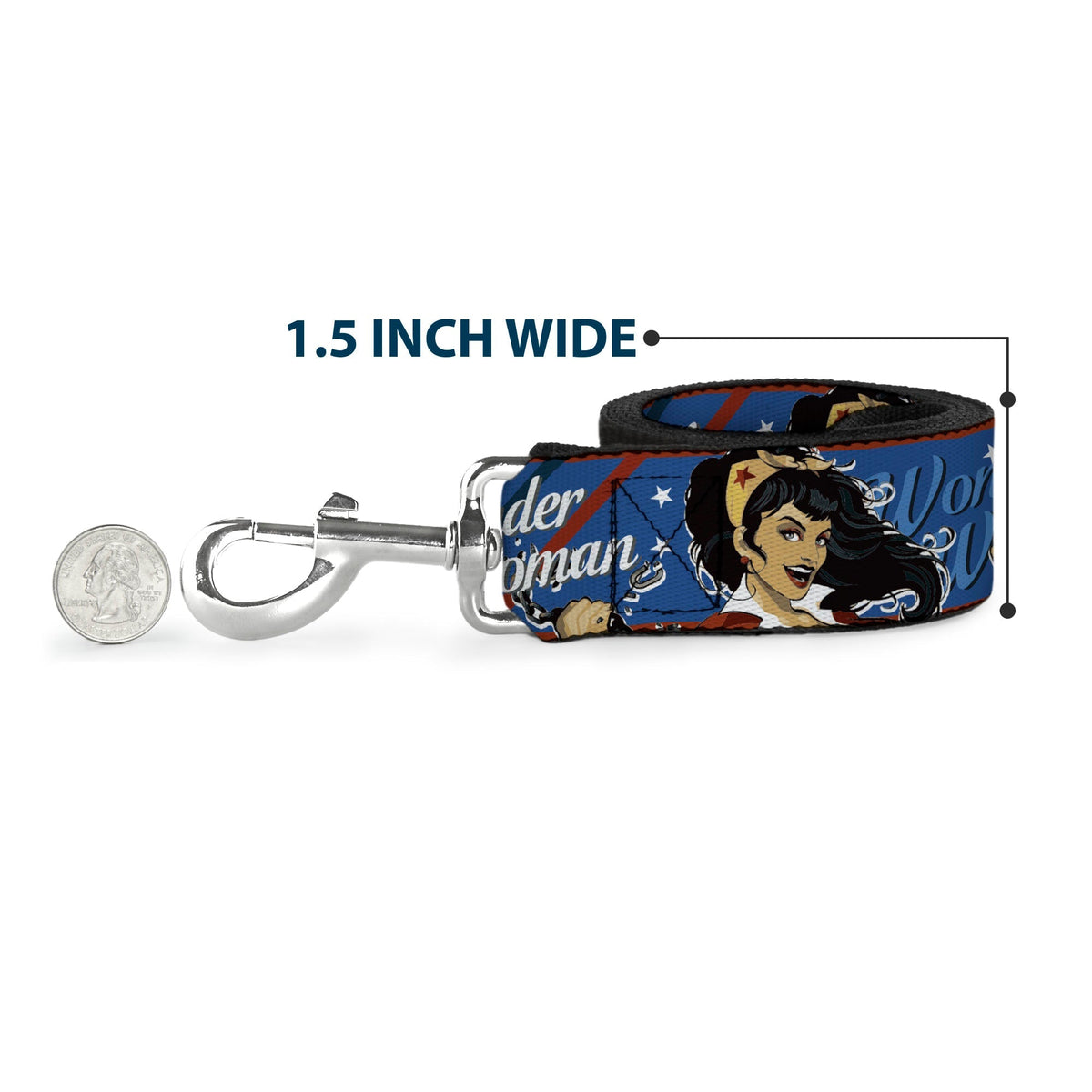 Dog Leash - WONDER WOMAN/Bombshell Pose Blue/Red/White 