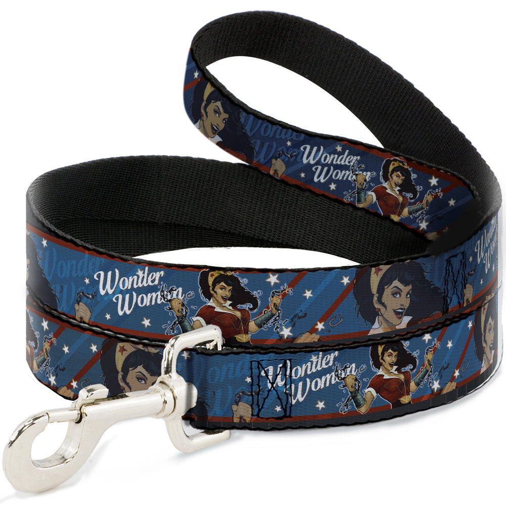 Dog Leash - WONDER WOMAN/Bombshell Pose Blue/Red/White 