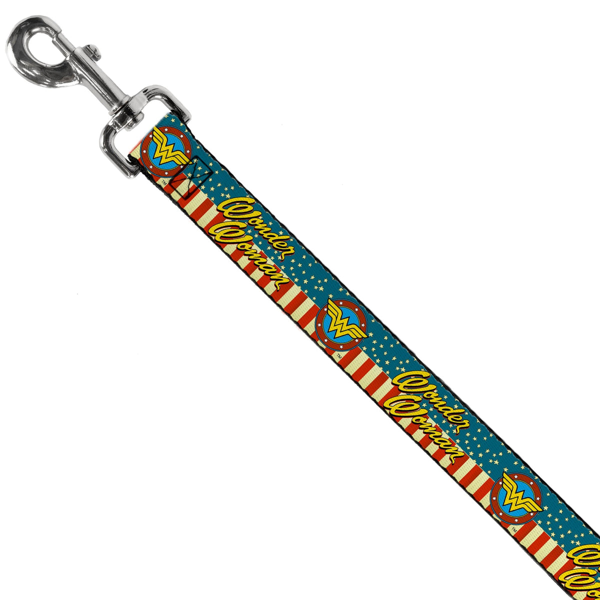 Dog Leash - WONDER WOMAN/Logo Americana Red/White/Blue/Yellow 
