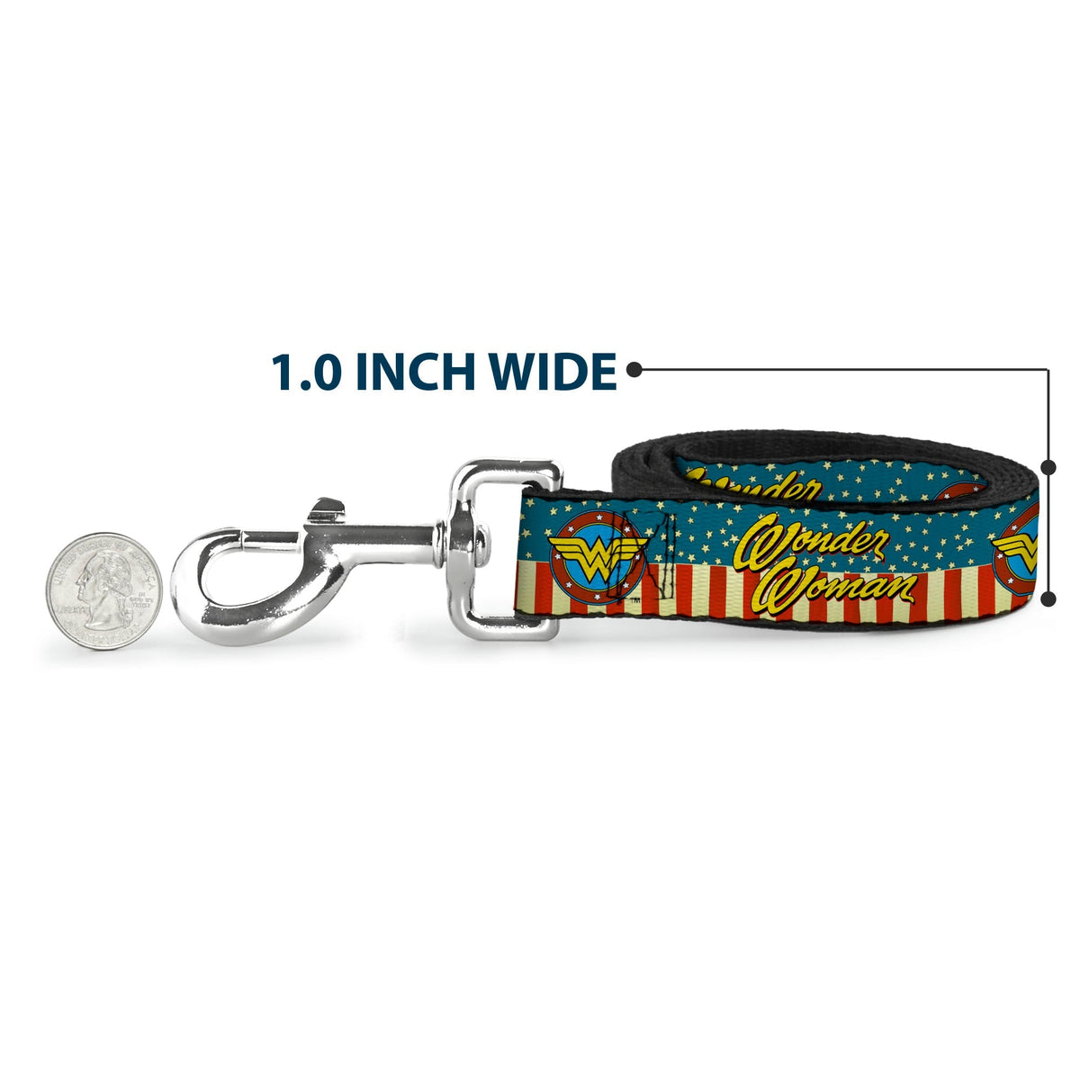 Dog Leash - WONDER WOMAN/Logo Americana Red/White/Blue/Yellow 