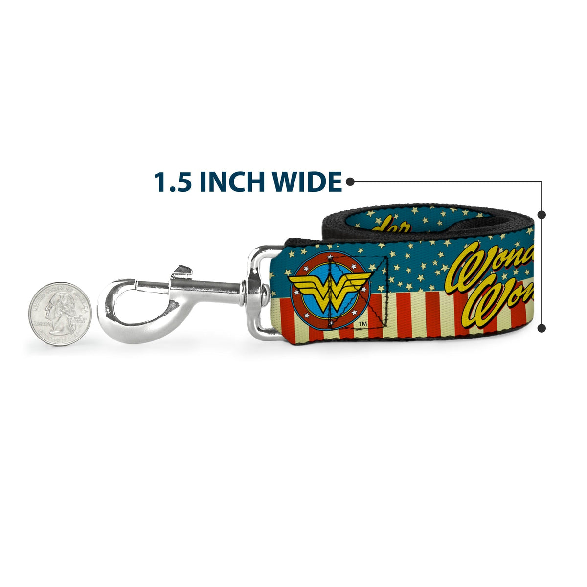 Dog Leash - WONDER WOMAN/Logo Americana Red/White/Blue/Yellow 