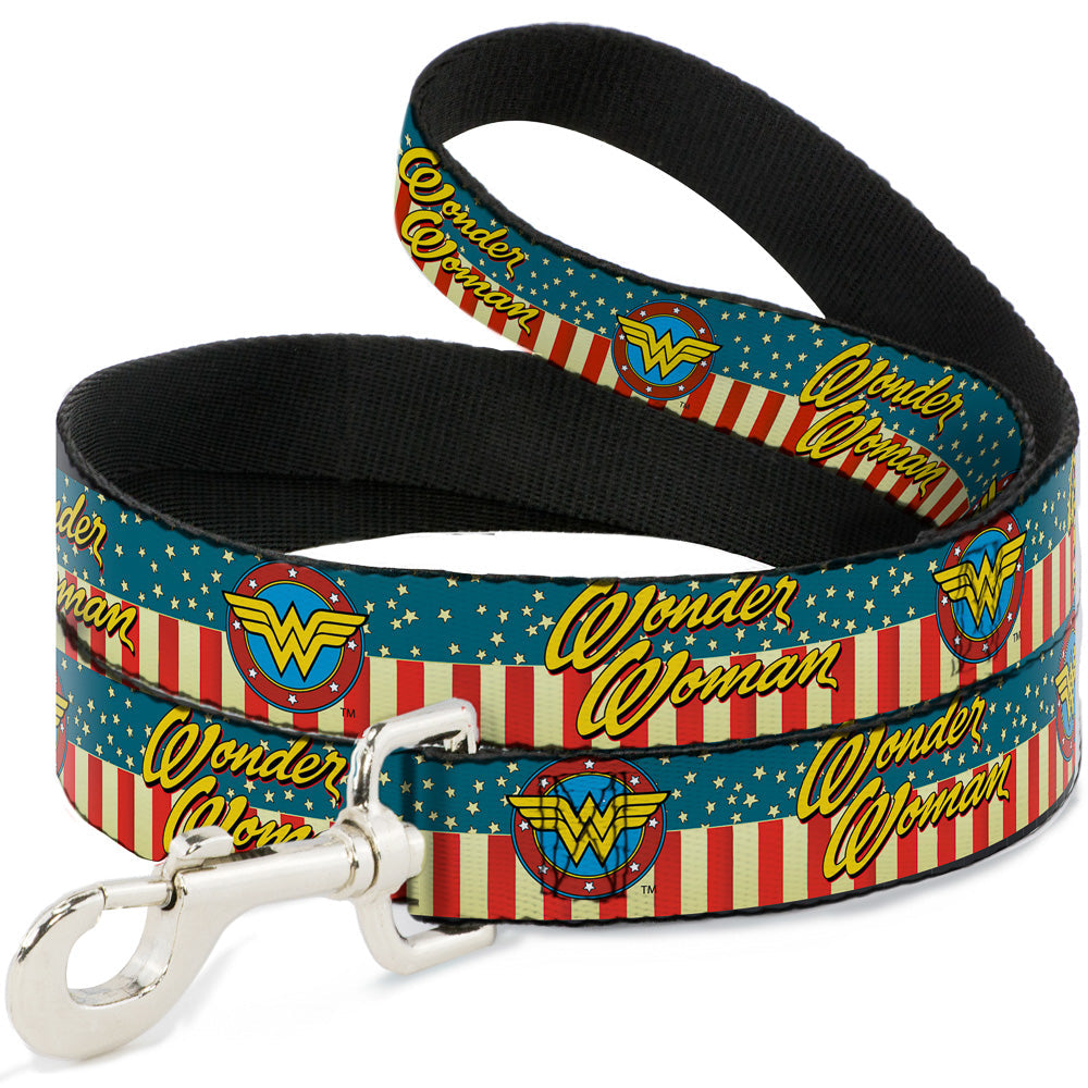 Dog Leash - WONDER WOMAN/Logo Americana Red/White/Blue/Yellow 