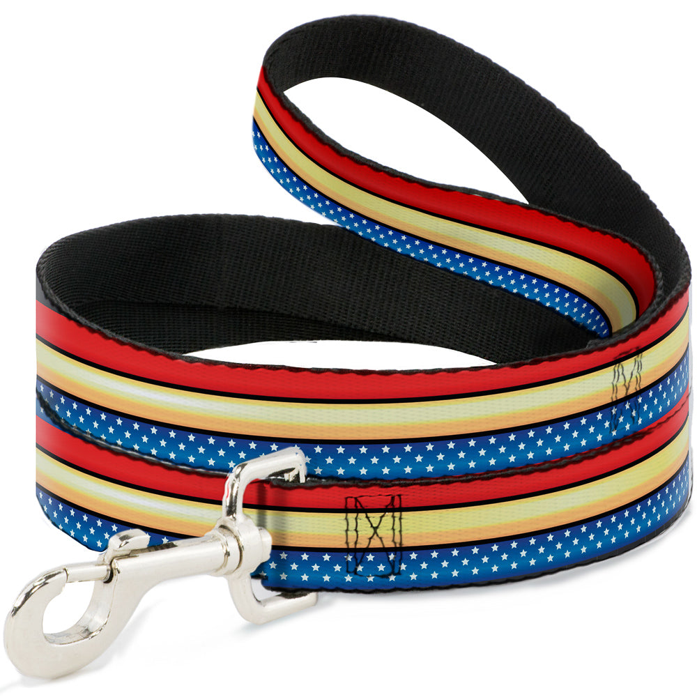 Dog Leash - Wonder Woman Stripe/Stars Red/Gold/Blue/White 
