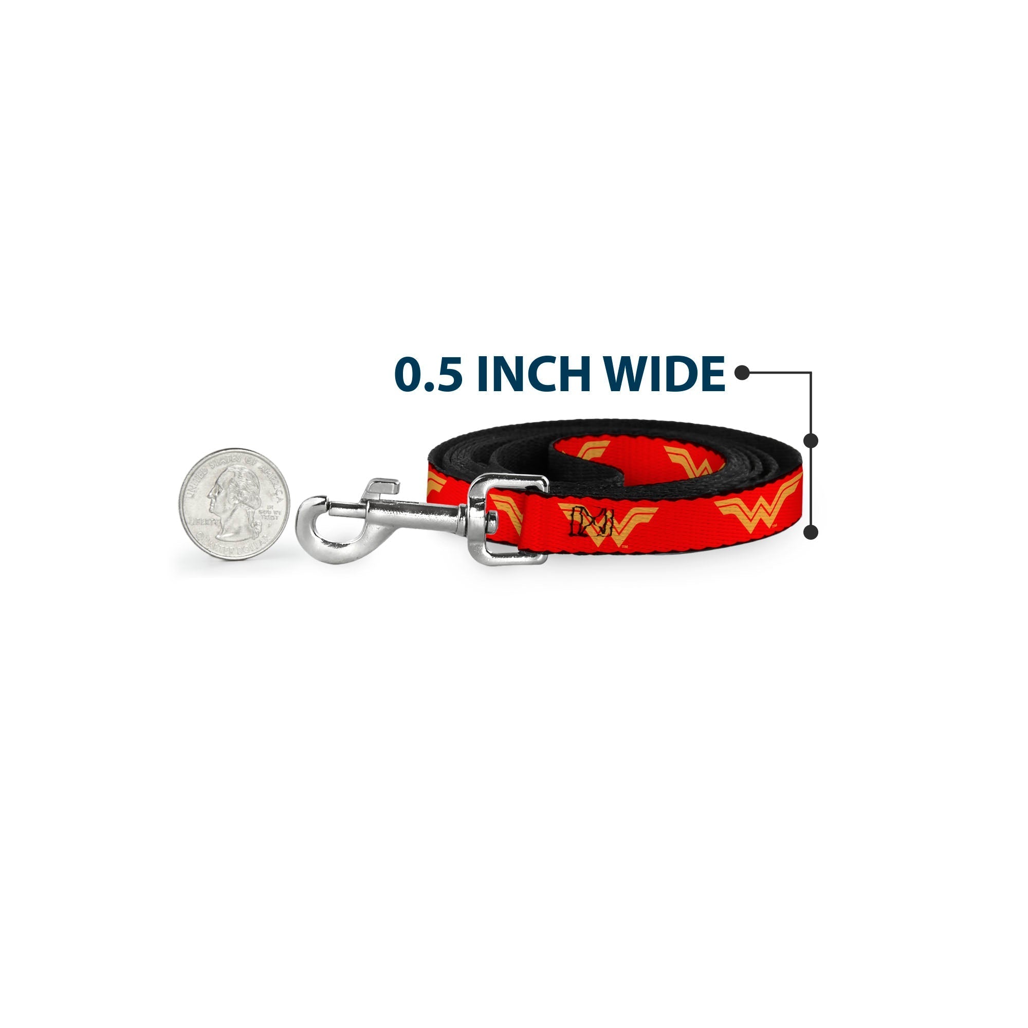 Dog Leash - DC League of Super-Pets Wonder Woman Logo Red/Yellow 