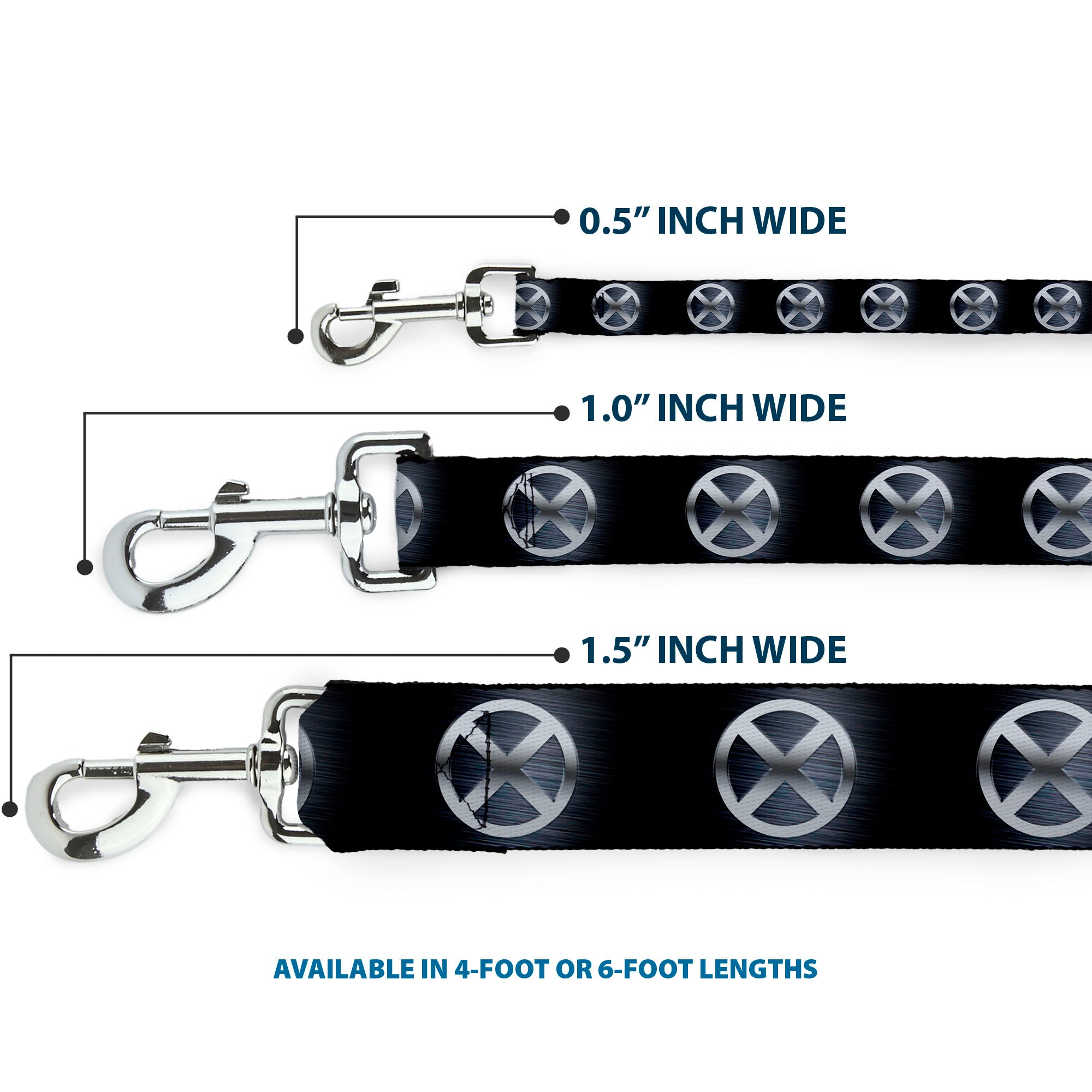 Dog Leash - X-Men X Icon Black/Silvers