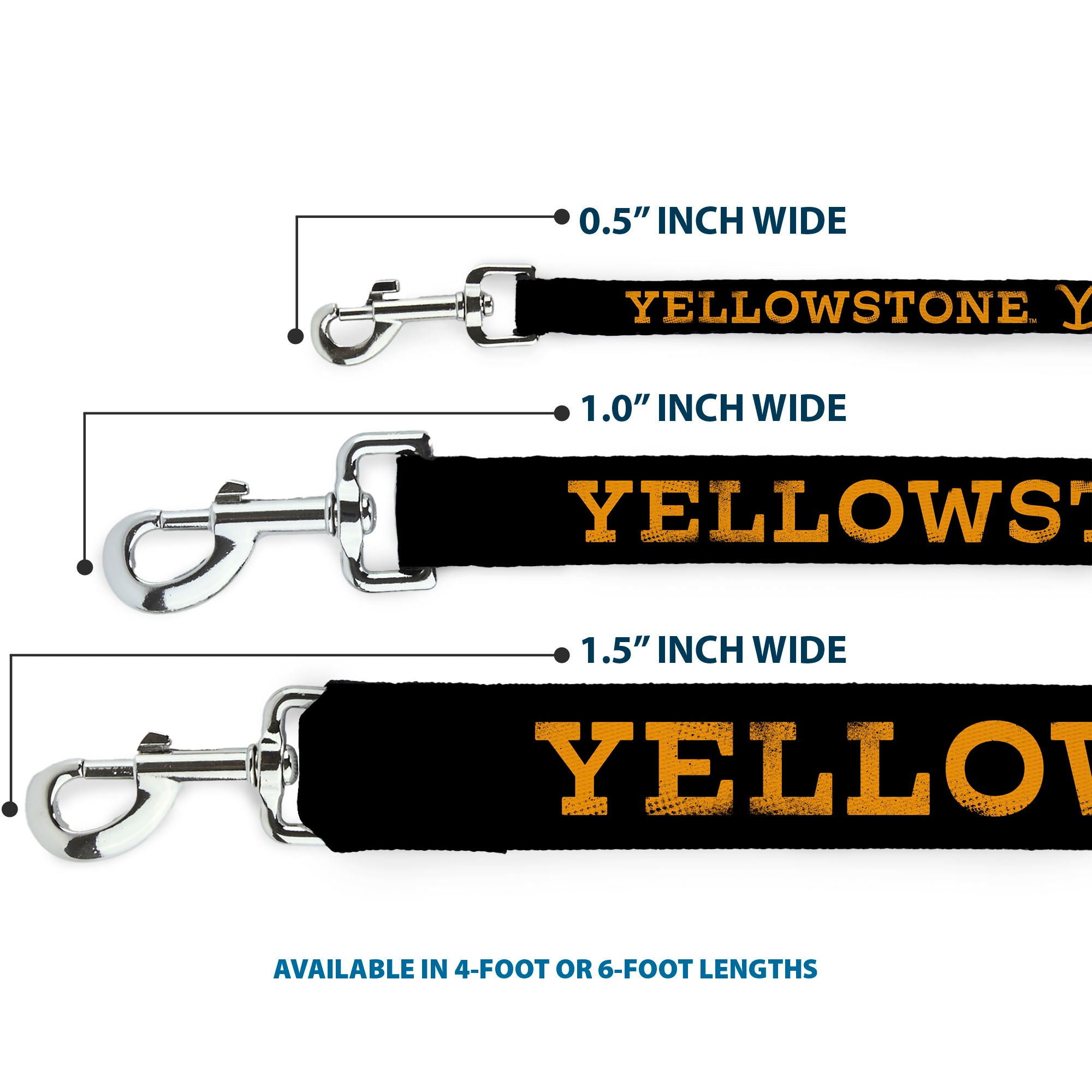 Dog Leash - YELLOWSTONE Text and Y Logo Weathered Black/Orange - HT Animal Supply