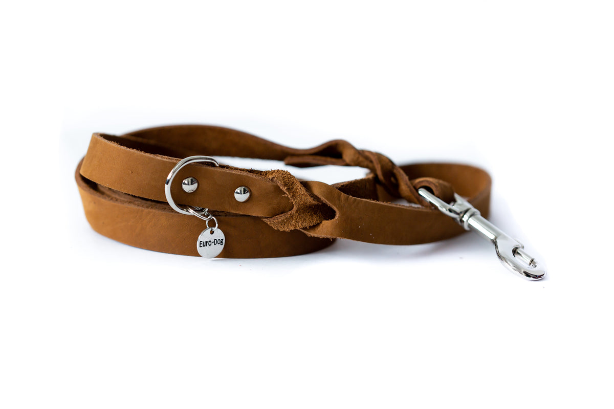 Euro-Dog Braided Leather Dog Leash