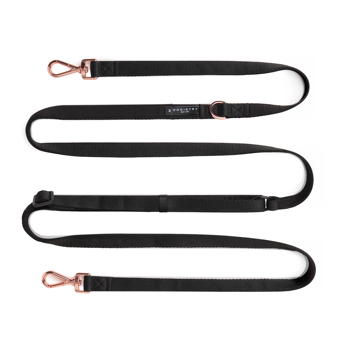 DOGISTRY Metro Hands Free Dog Leash - Black and Matte Rose Gold