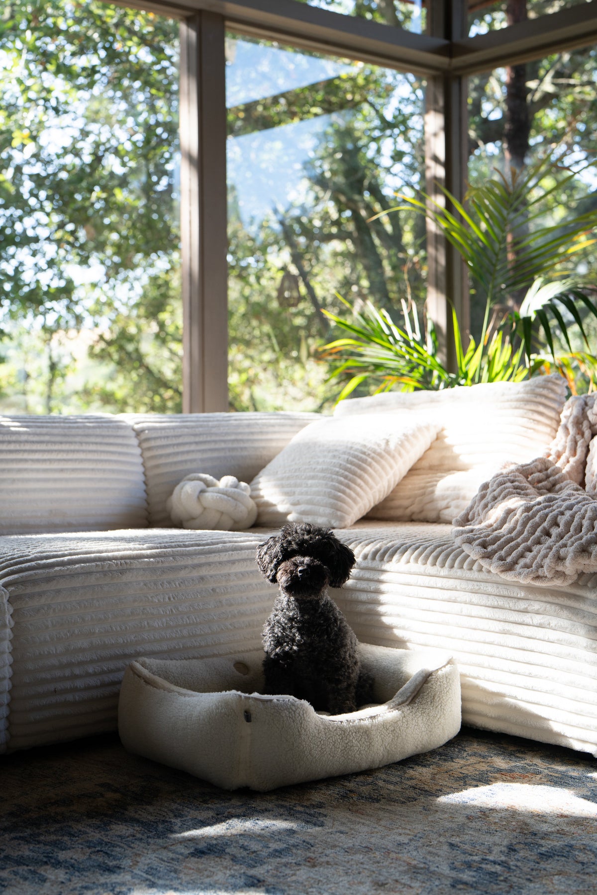 Chester & Lee | Furry Sleeper Dog Bed Gray | HT Animal Supply