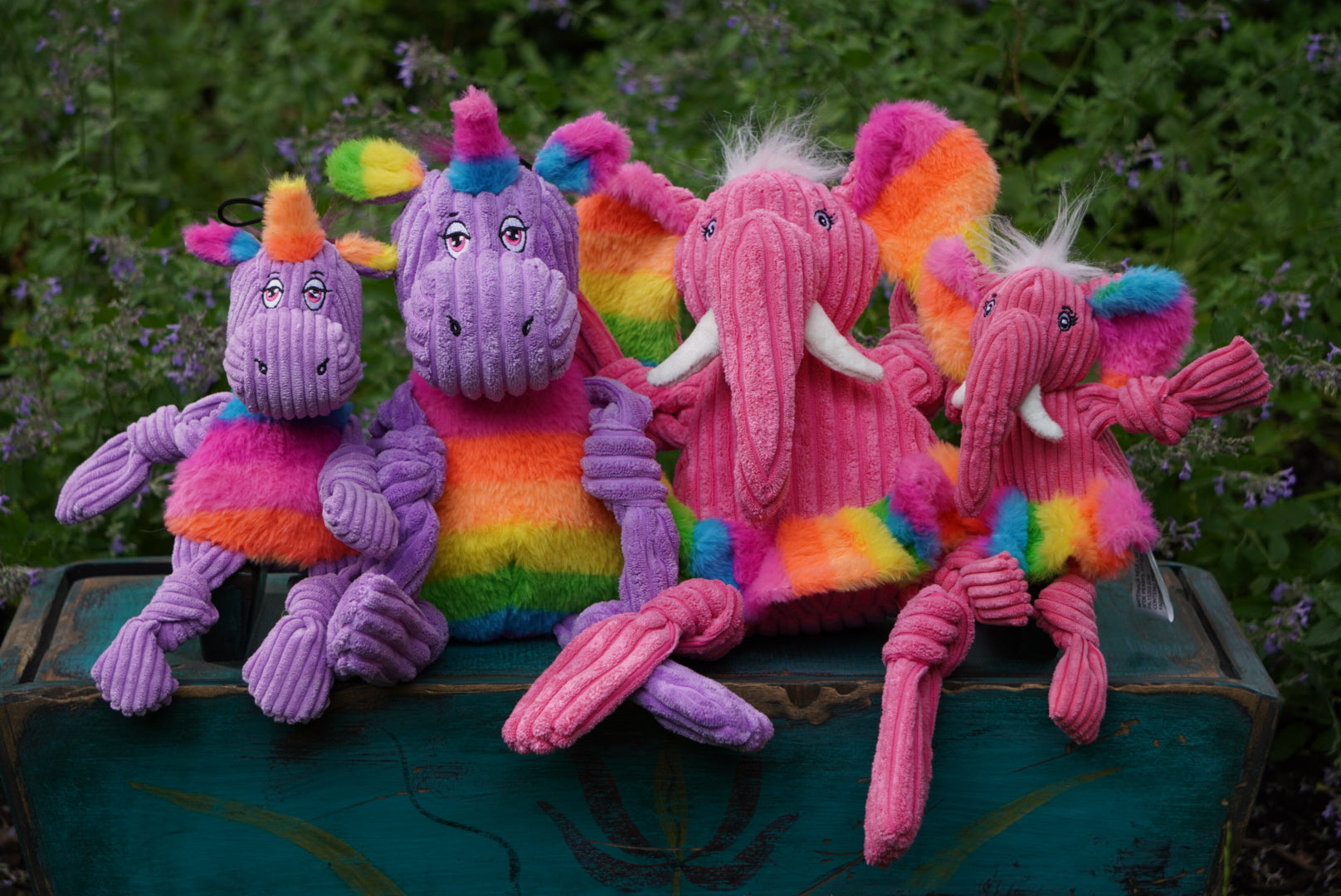 Rainbow Elephant Knottie Plush Dog Toy